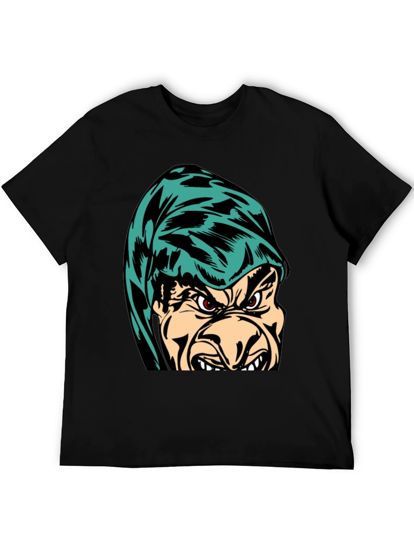 Grumpy Hooded Character Black T-Shirt