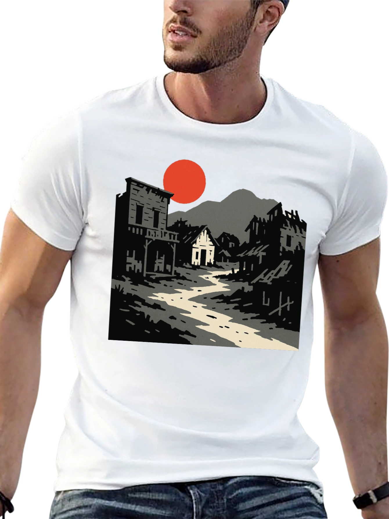 Western Ghost Town Graphic Tee - Retro Style
