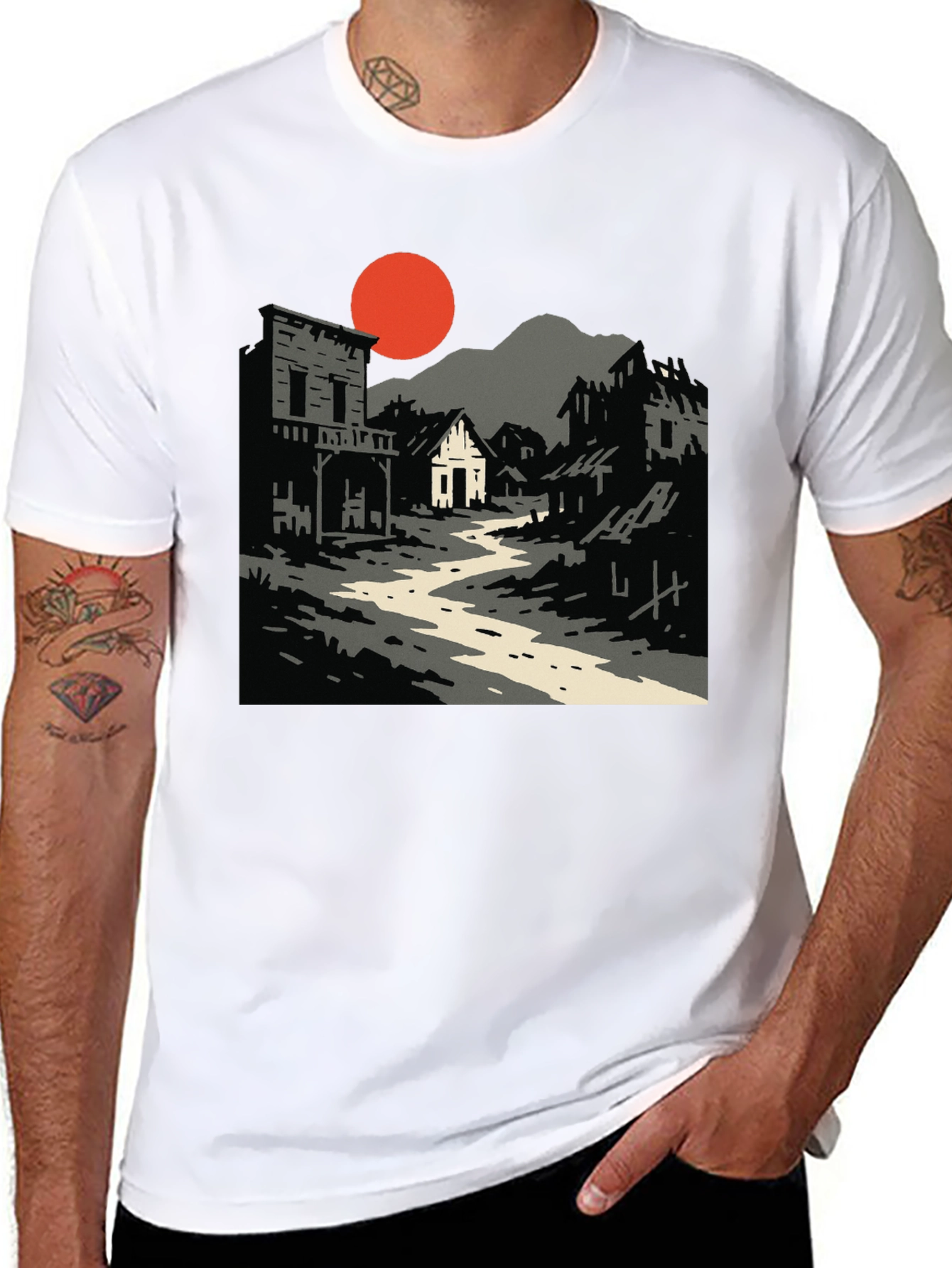 Western Ghost Town Graphic Tee - Retro Style