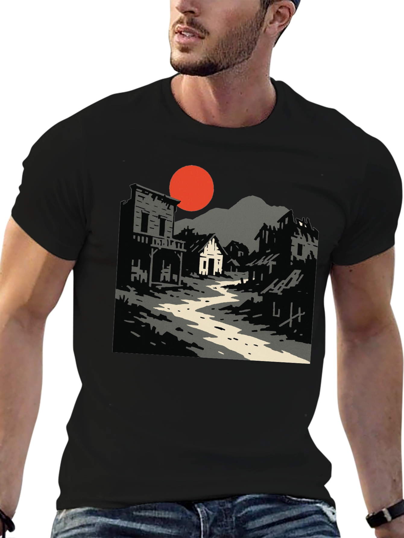 Western Ghost Town Graphic Tee - Retro Style