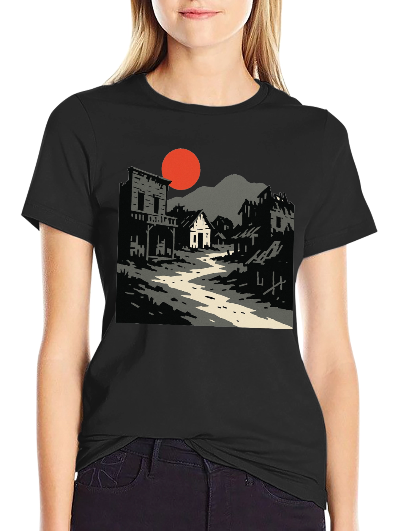 Western Ghost Town Graphic Tee - Retro Style
