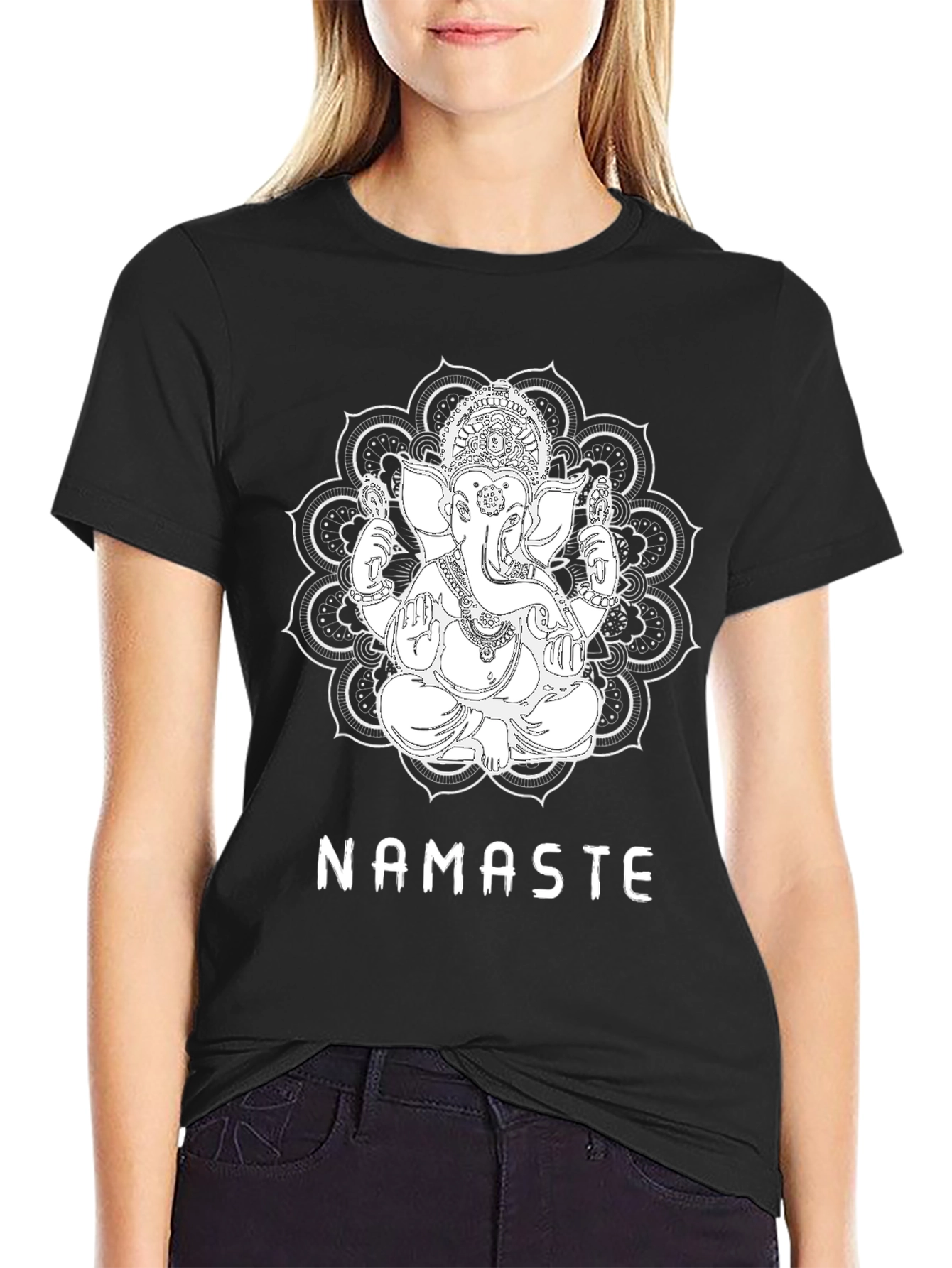 Ganesha Namaste Graphic T-Shirt - Black