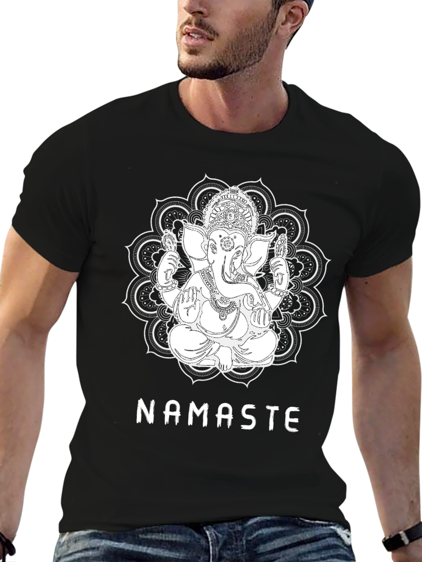Ganesha Namaste Graphic T-Shirt - Black