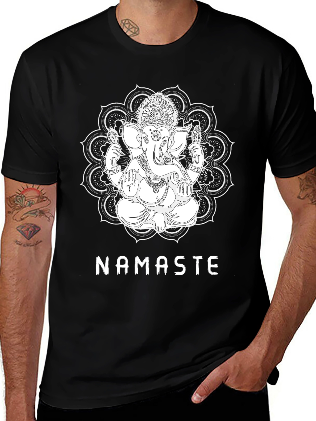 Ganesha Namaste Graphic T-Shirt - Black