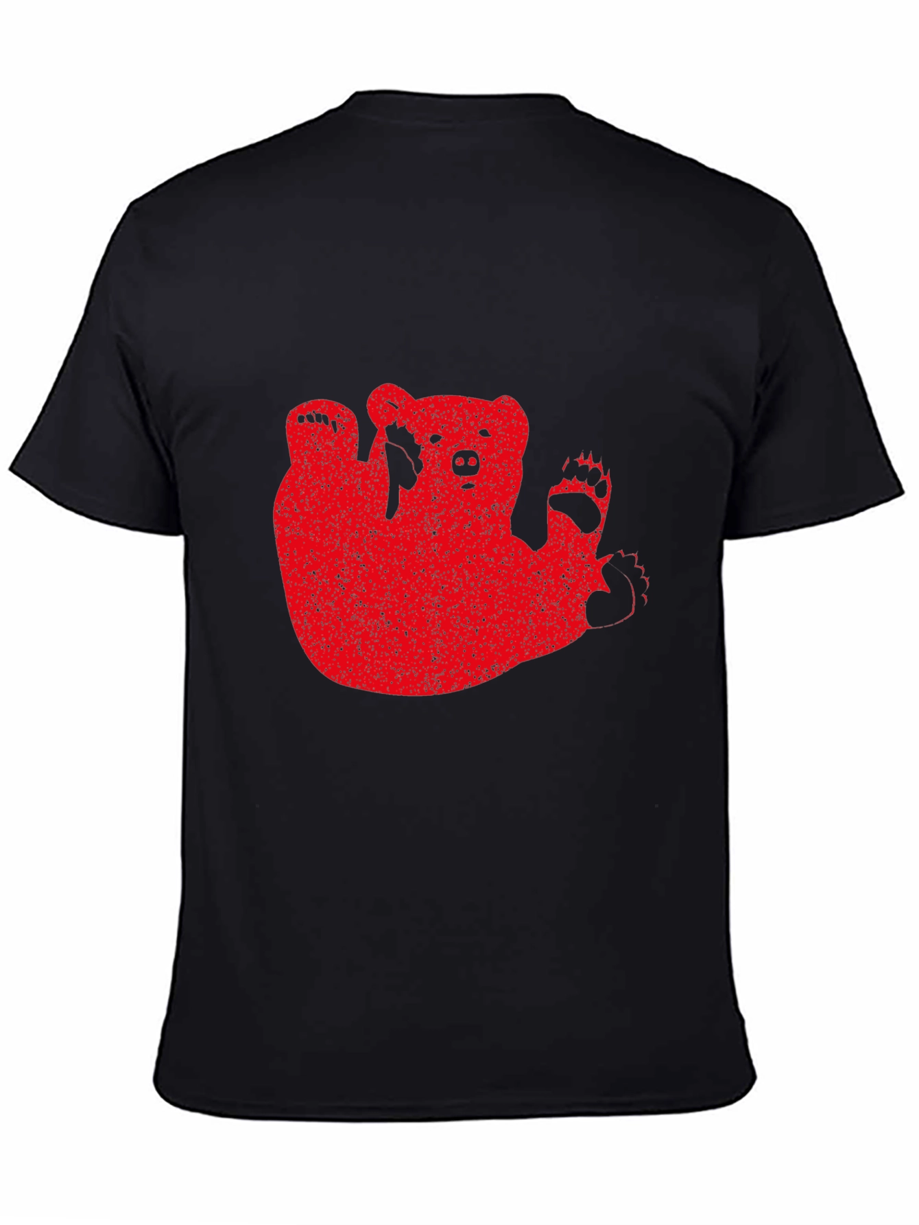 Red Bear Graphic Black T-Shirt Casual Wear