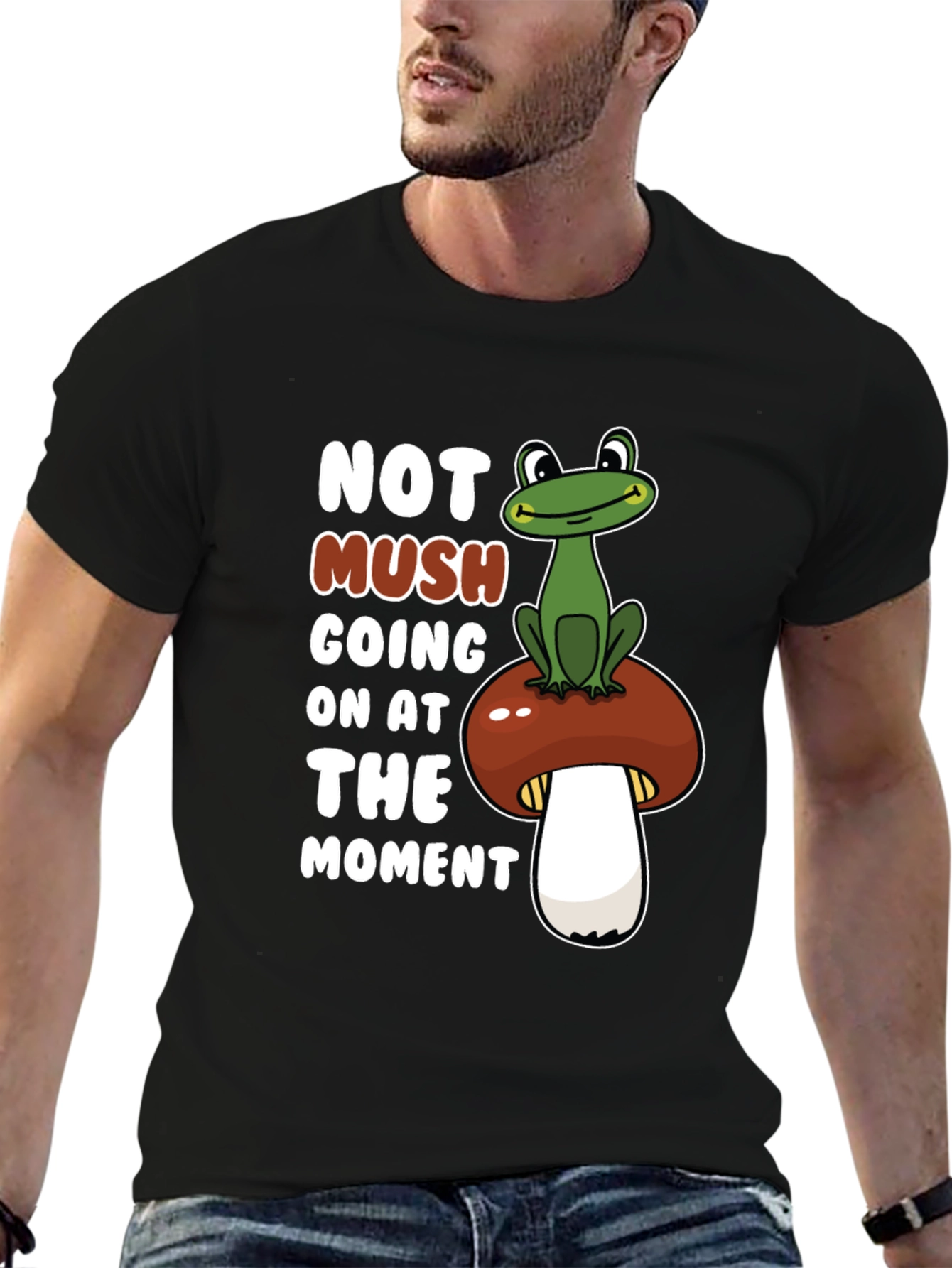 Funny Frog on Mushroom Graphic Tee