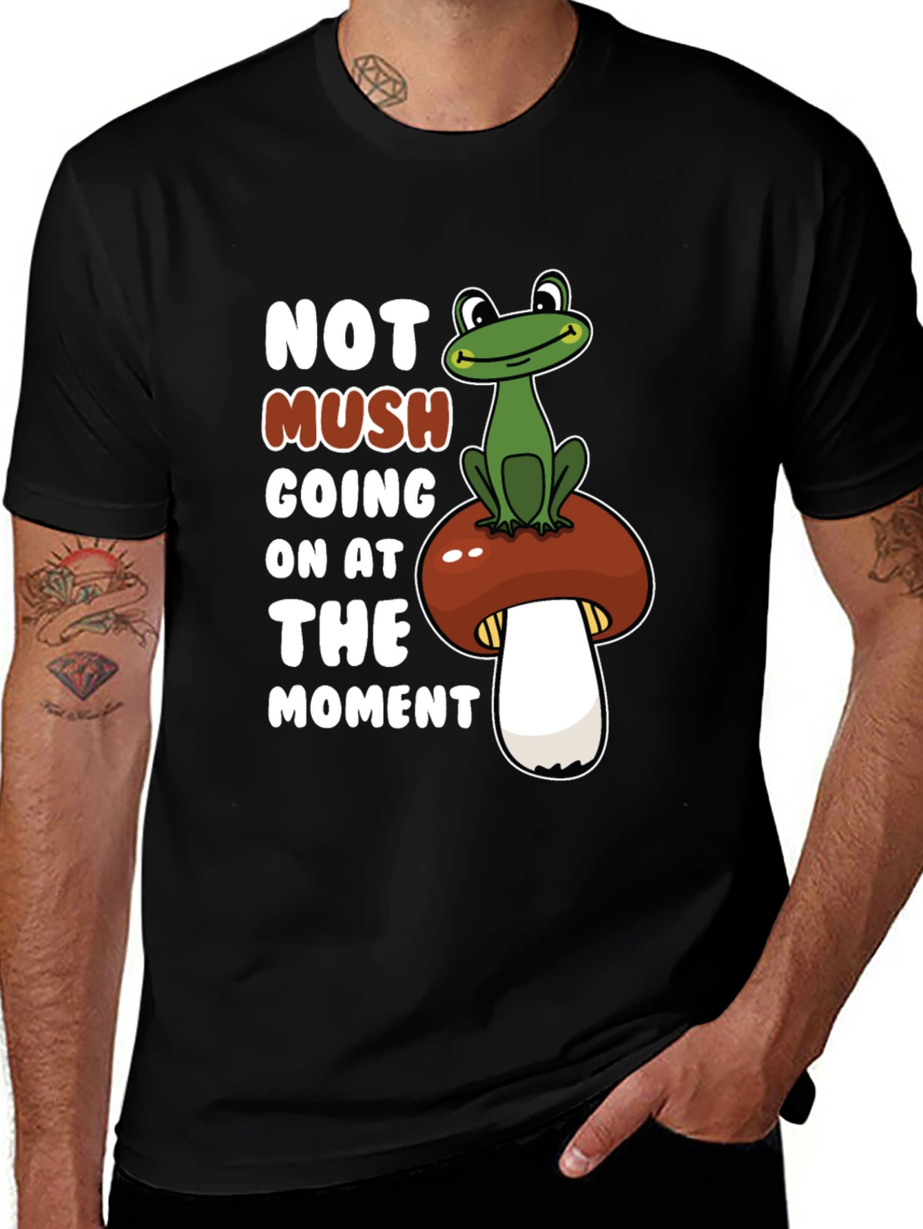 Funny Frog on Mushroom Graphic Tee
