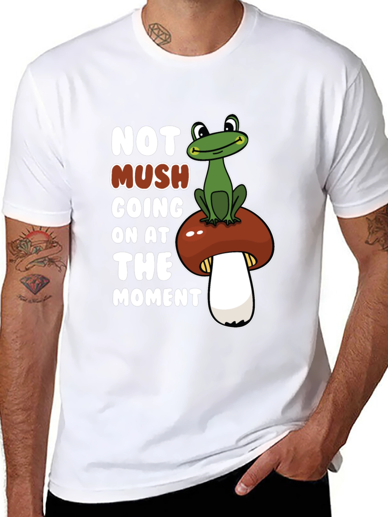Funny Frog on Mushroom Graphic Tee