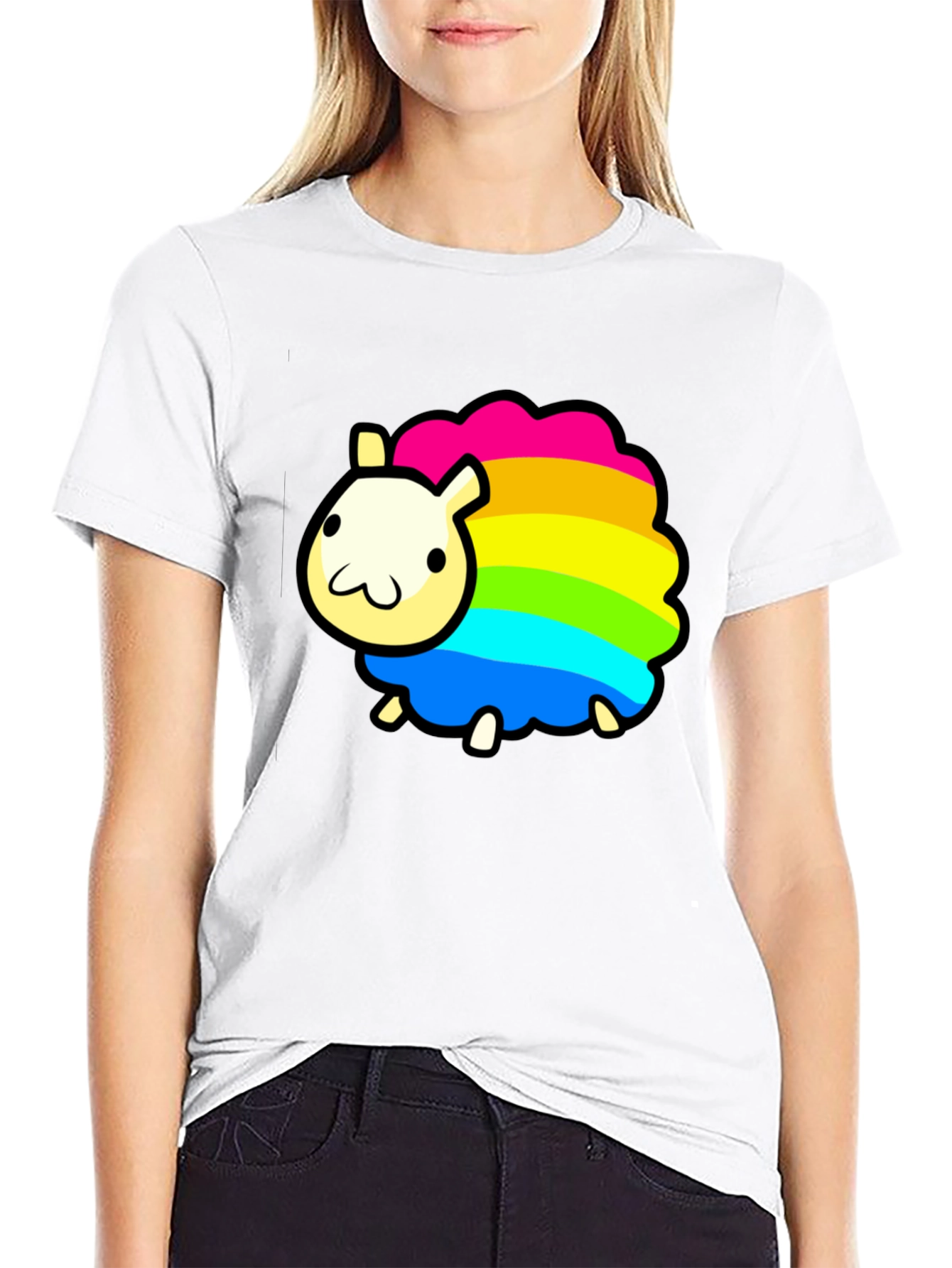 Rainbow Sheep Graphic T-Shirt - Black