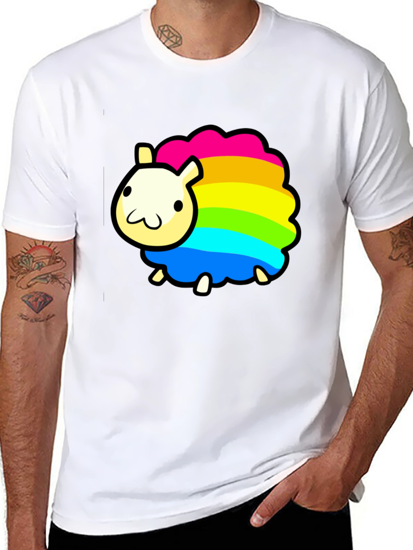 Rainbow Sheep Graphic T-Shirt - Black