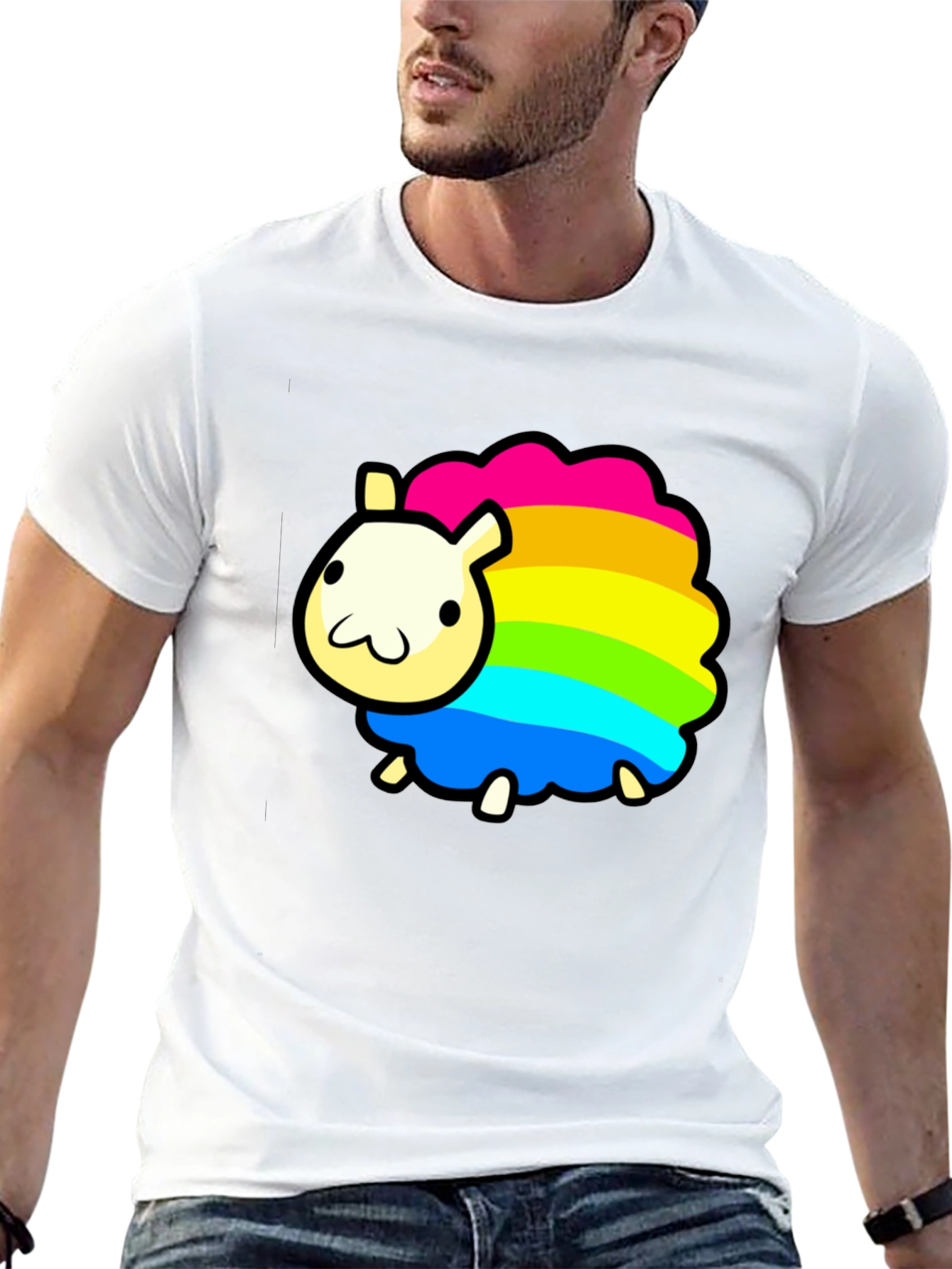 Rainbow Sheep Graphic T-Shirt - Black