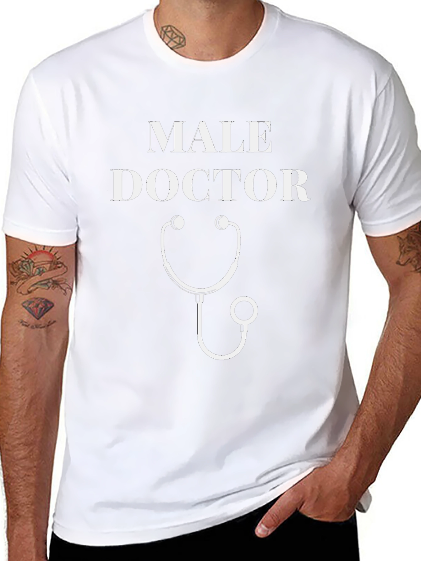 Male Doctor T-Shirt - Stethoscope Graphic Novelty Tee