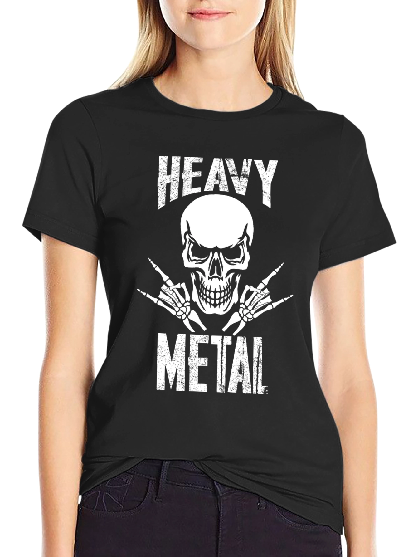 Heavy Metal Skull Graphic T-Shirt