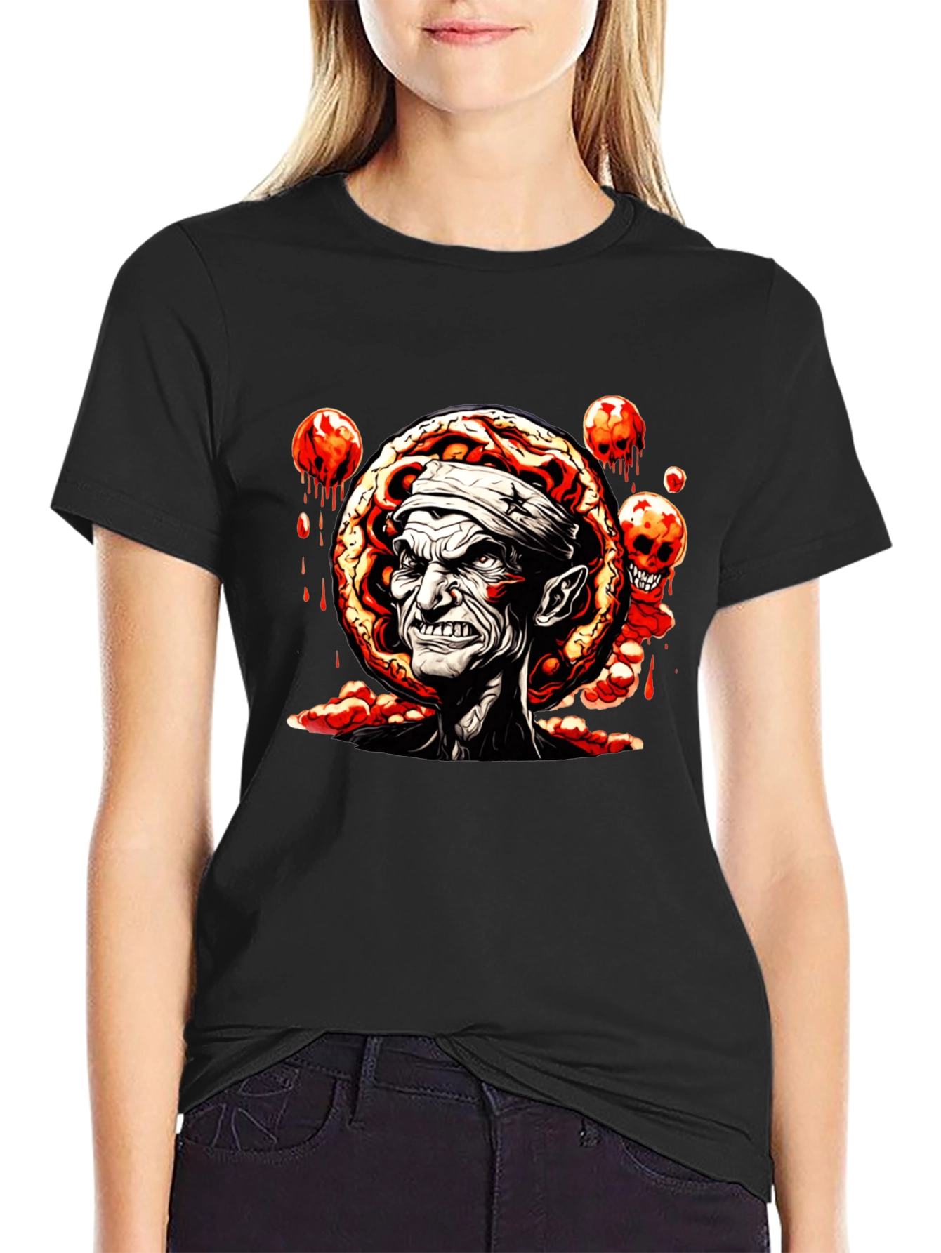 Creepy Zombie Graphic Tee - Black