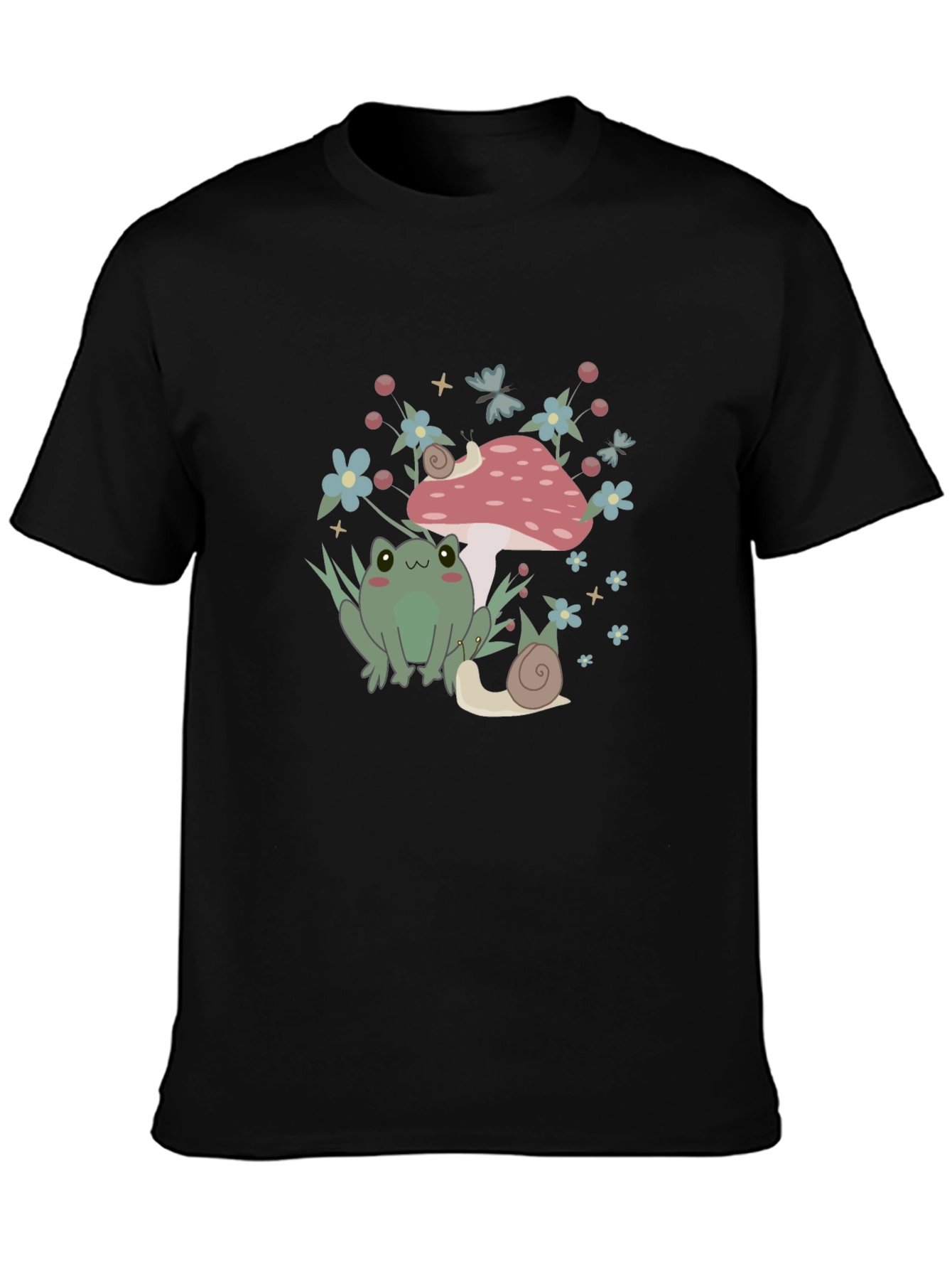Cute Frog & Snail Mushroom Graphic Tee