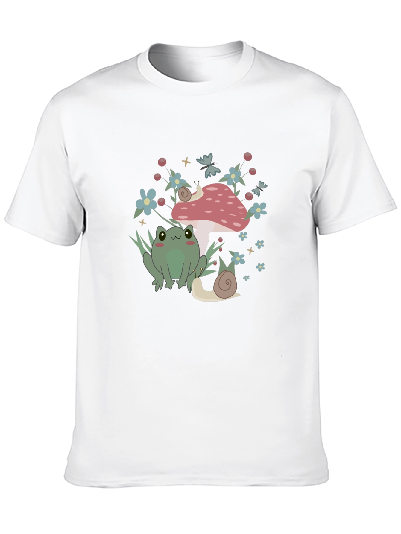 Cute Frog & Snail Mushroom Graphic Tee
