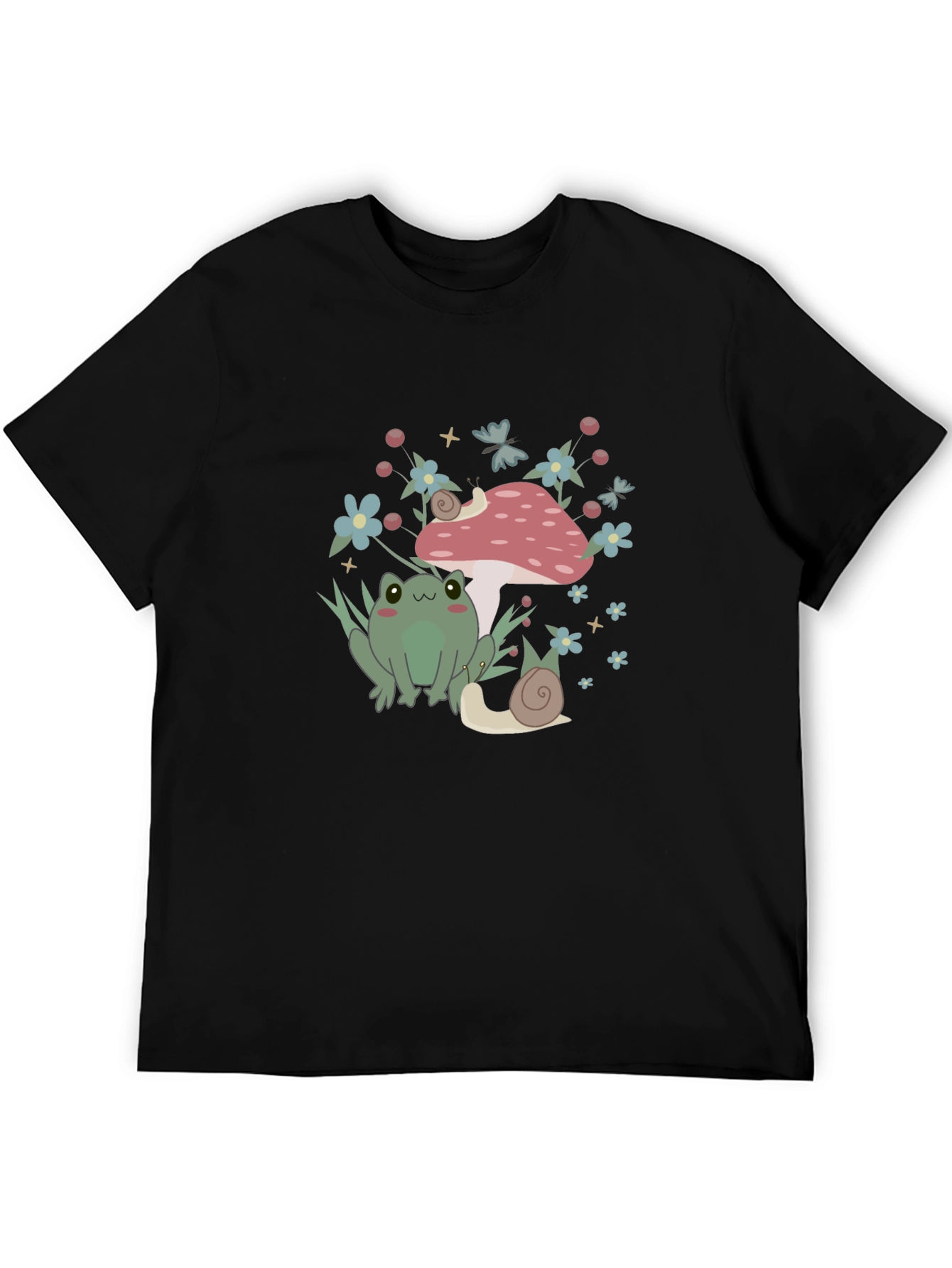 Cute Frog & Snail Mushroom Graphic Tee