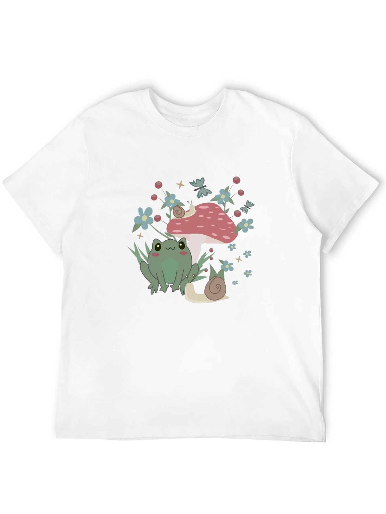 Cute Frog & Snail Mushroom Graphic Tee