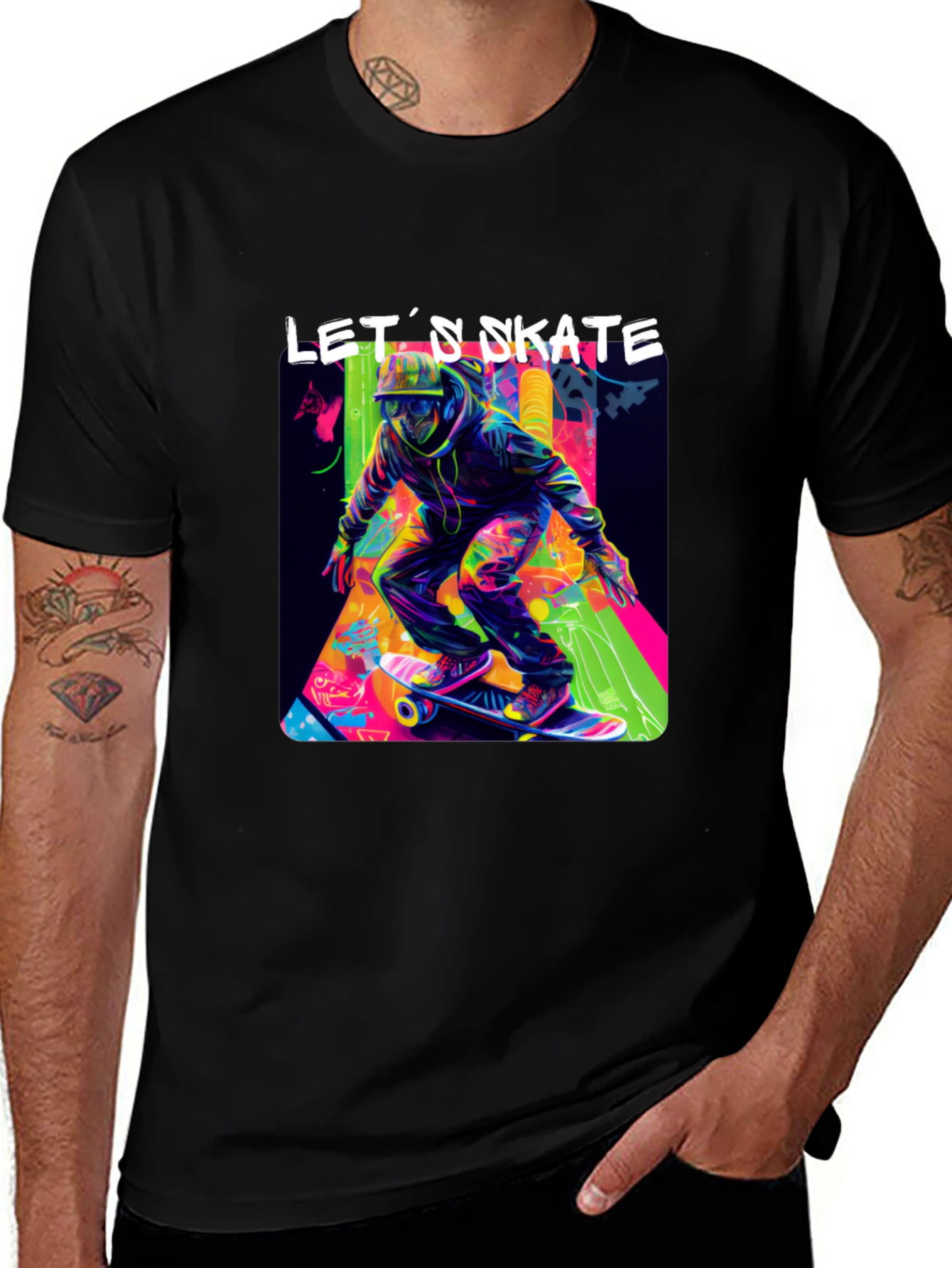 Lets Skate Graphic Tee - Cool Skater Design