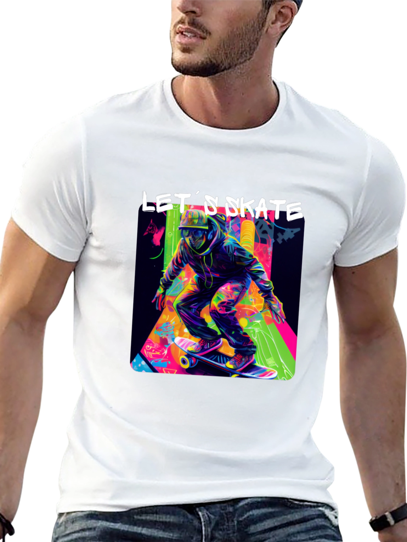 Lets Skate Graphic Tee - Cool Skater Design