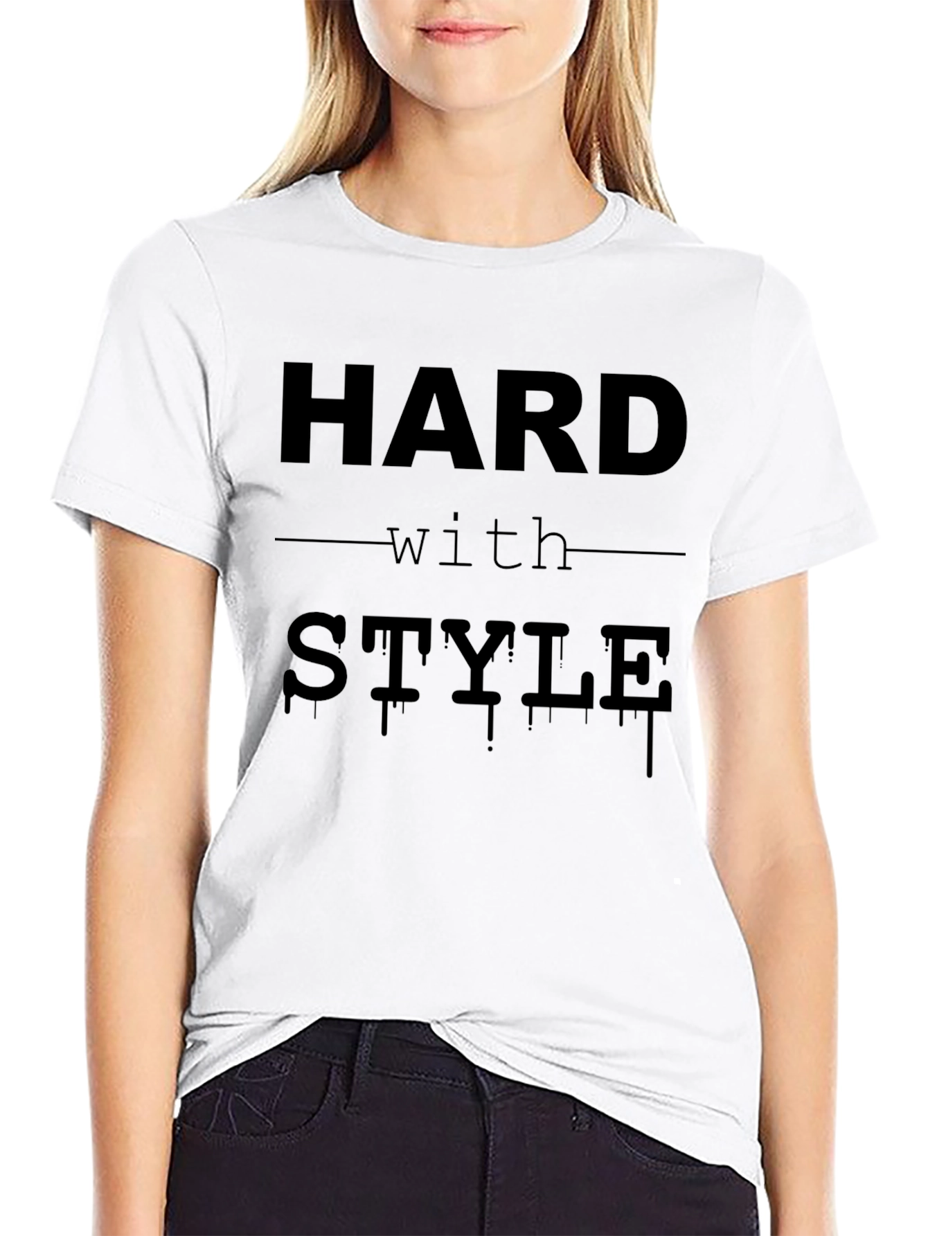 Hard with Style Mens Black Graphic T-Shirt