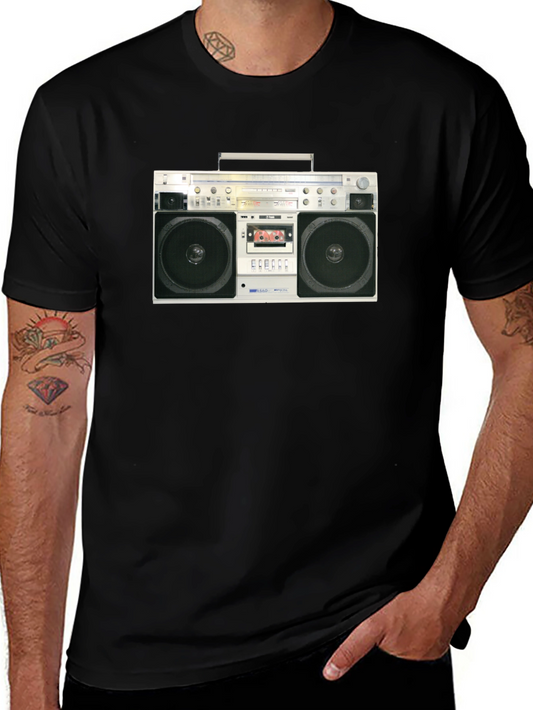 Vintage Boombox Graphic Tee - Retro Style