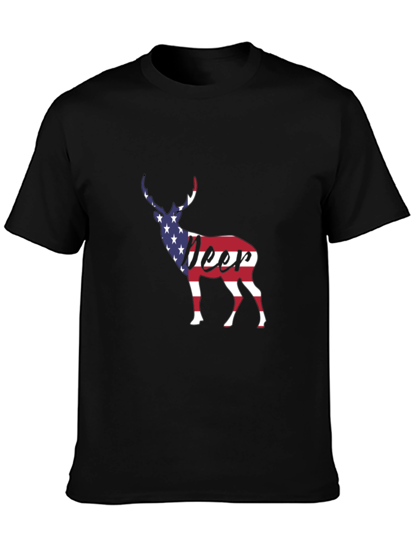 American Flag Deer Graphic T-Shirt