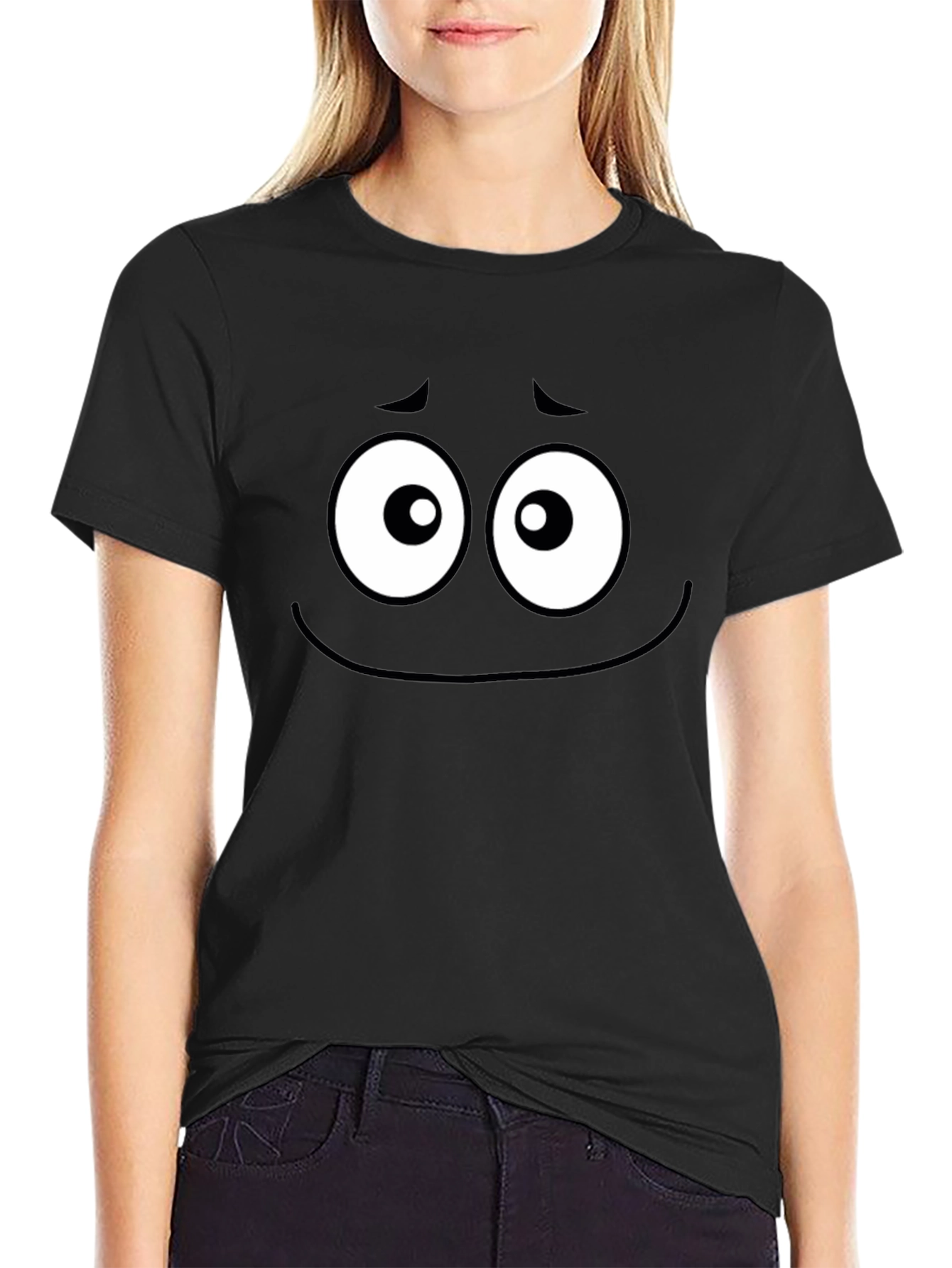 Sad Face Graphic Tee - Expressive Black T-Shirt