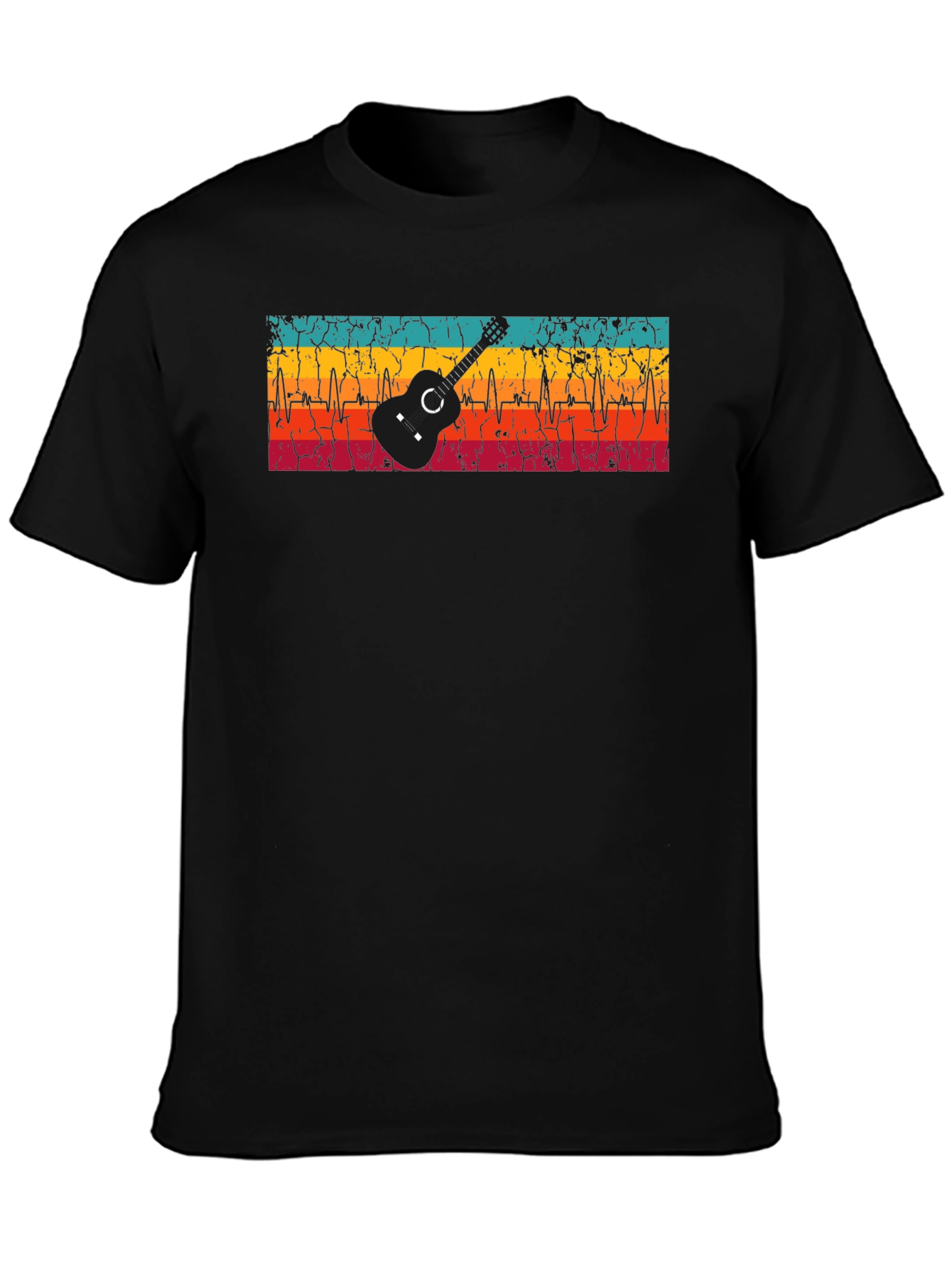 Guitar Heartbeat Graphic T-Shirt - Retro Design