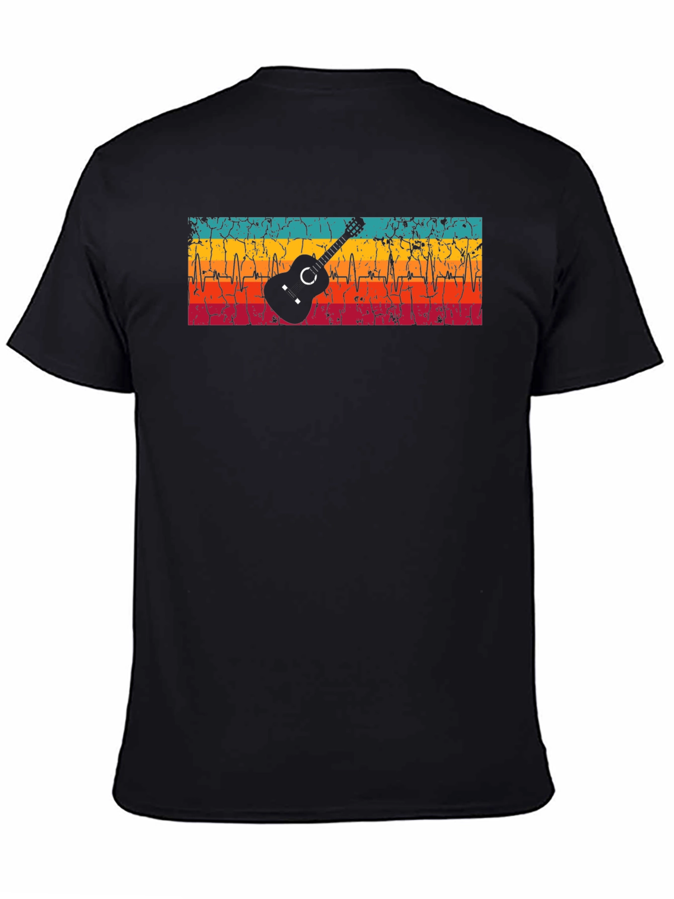 Guitar Heartbeat Graphic T-Shirt - Retro Design