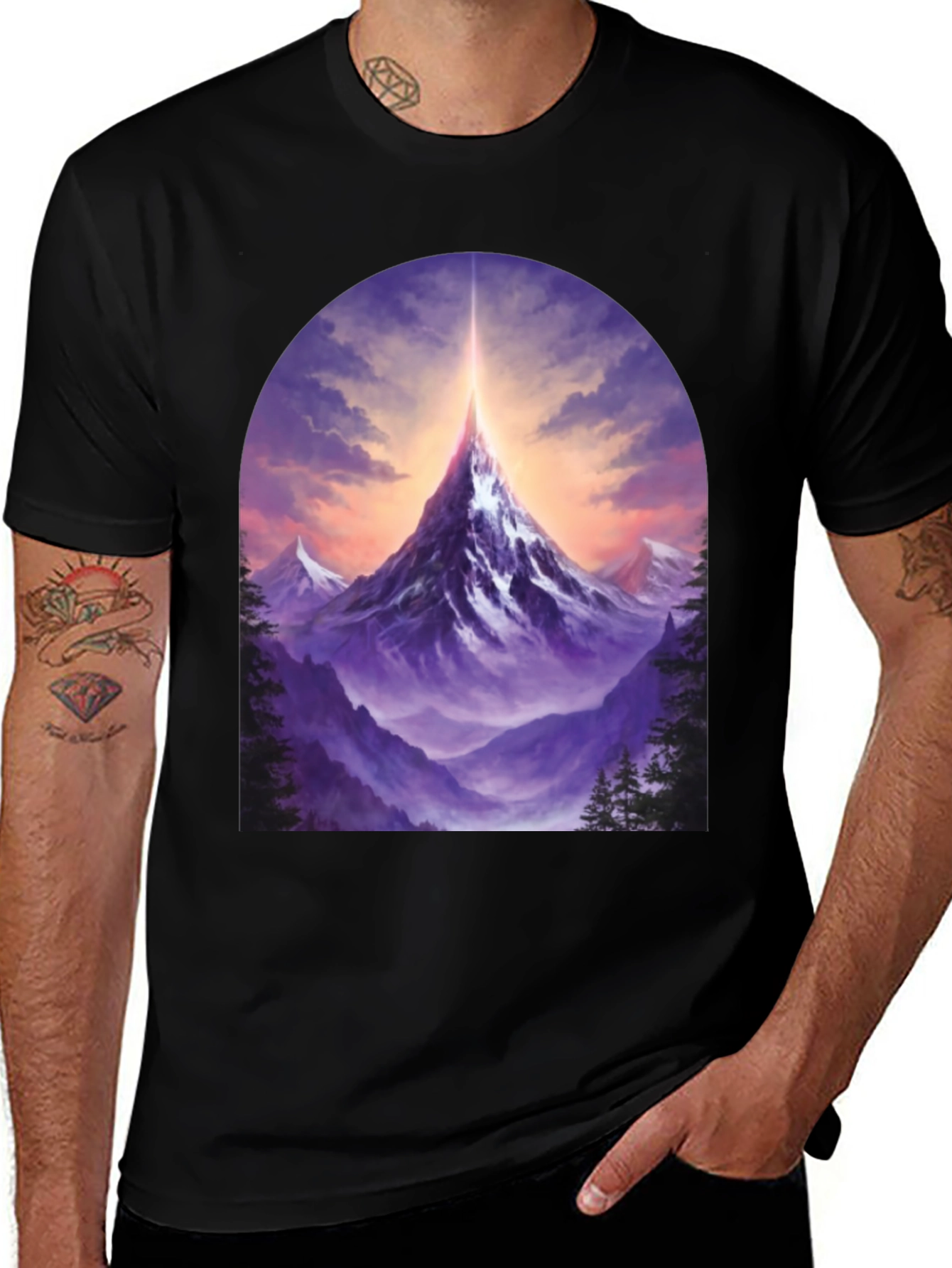 Mountain Peak Graphic Tee - Black