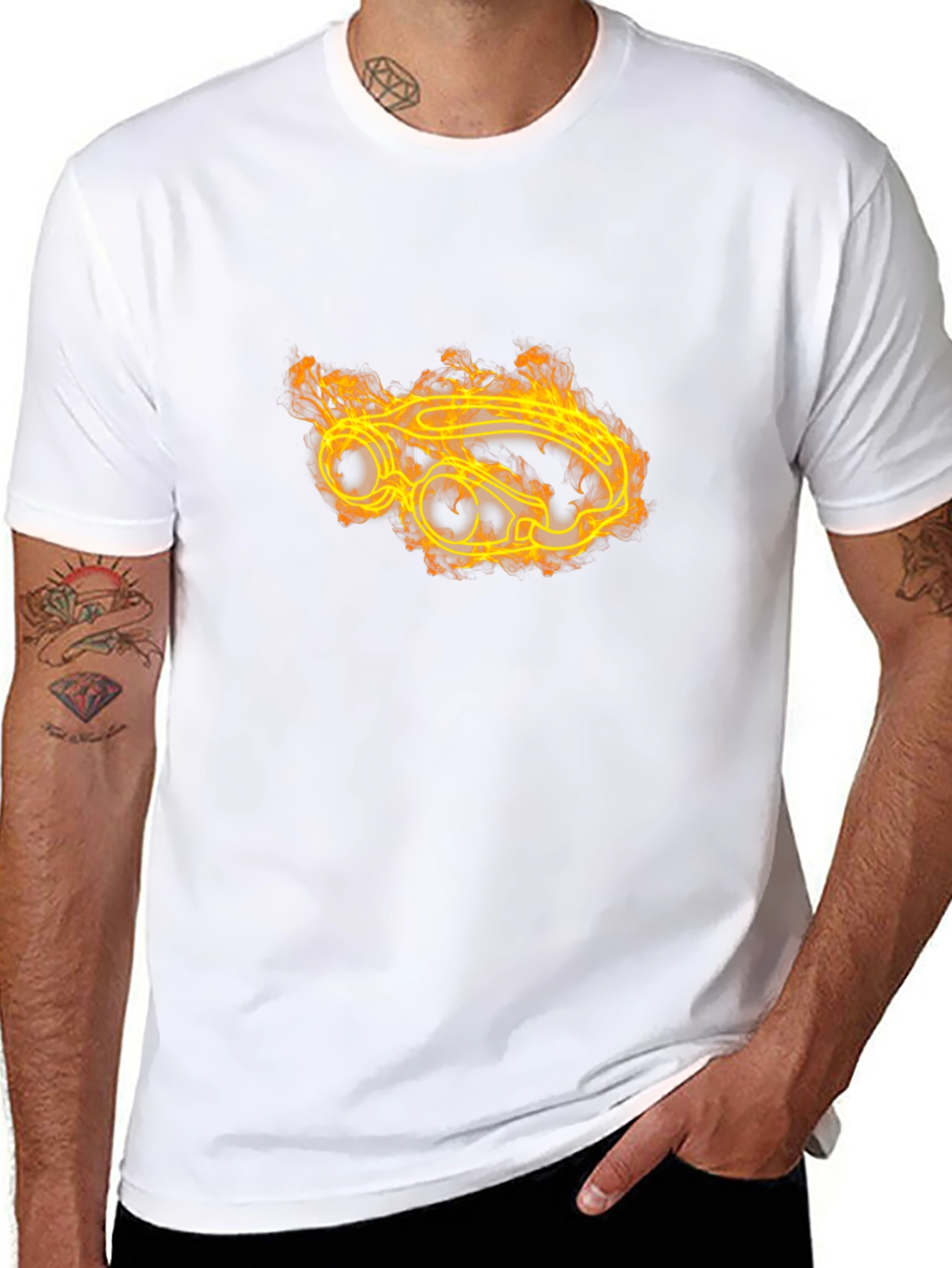 Flame Car Graphic Tee - Bold Black T-Shirt