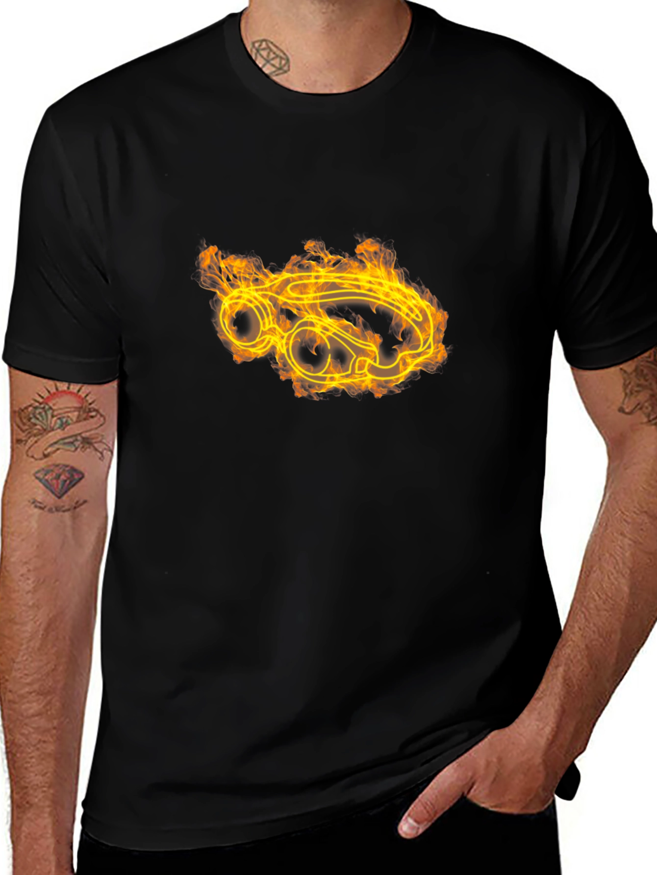 Flame Car Graphic Tee - Bold Black T-Shirt