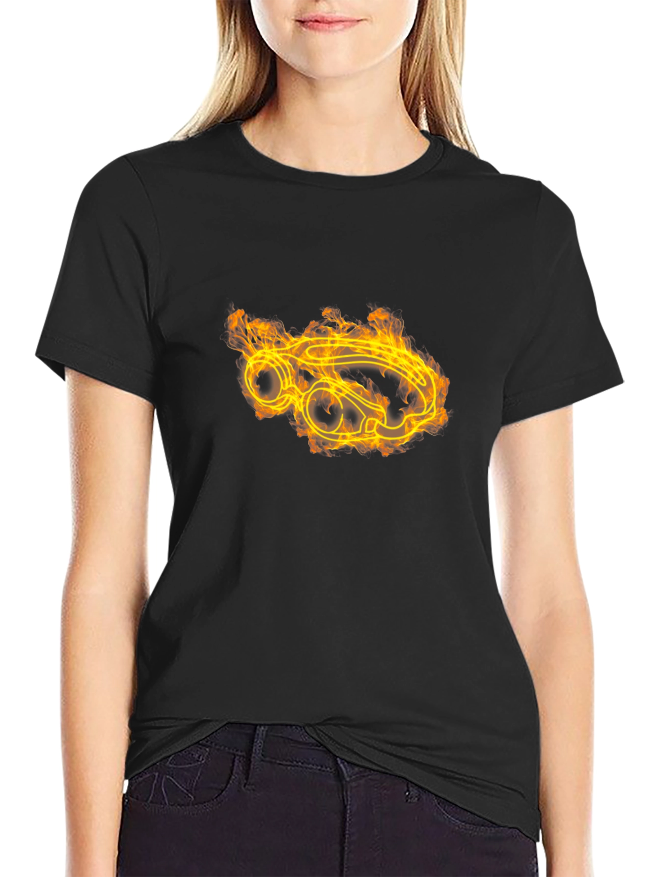 Flame Car Graphic Tee - Bold Black T-Shirt