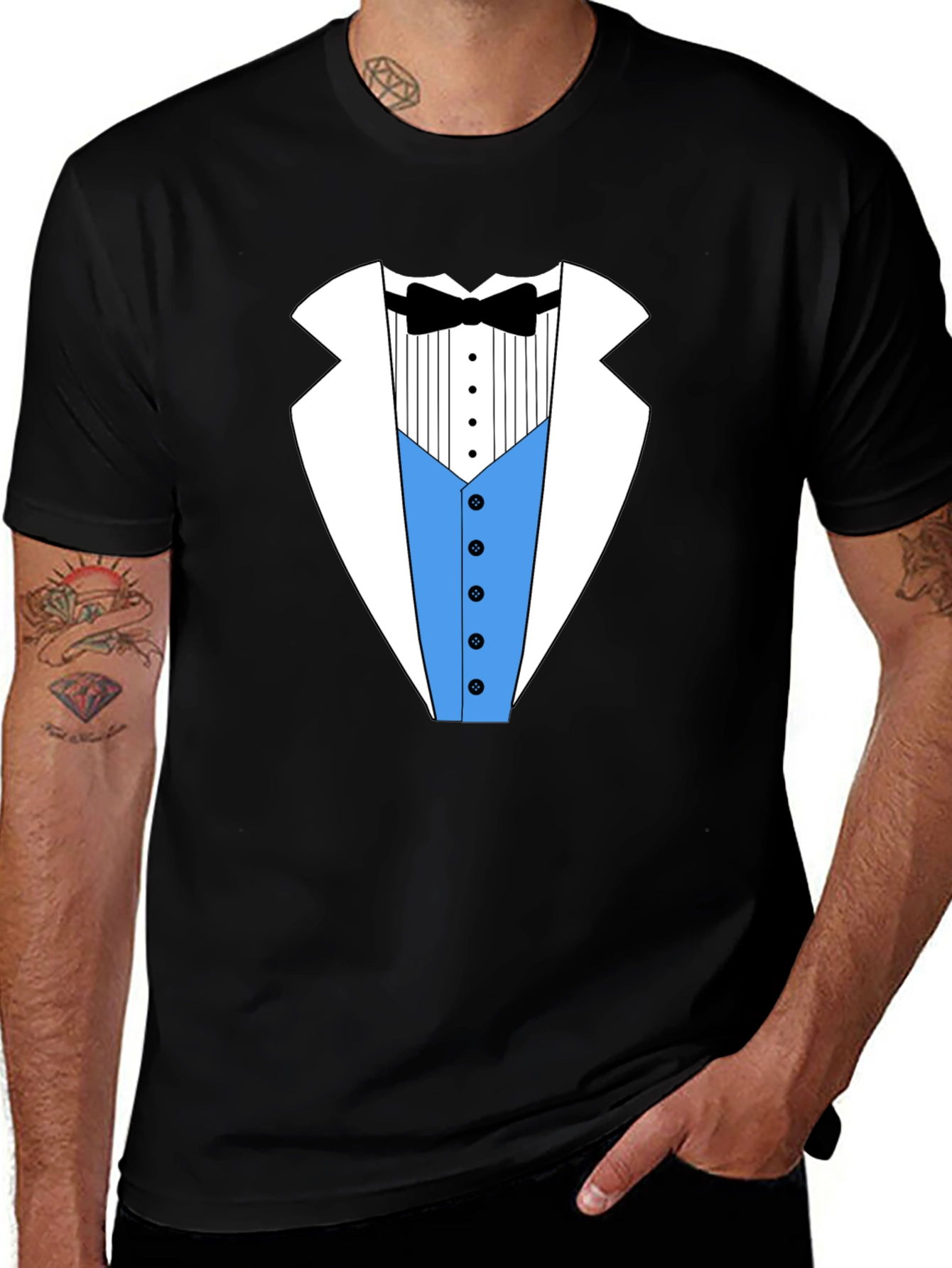 Tuxedo Print Crew Neck T-Shirt