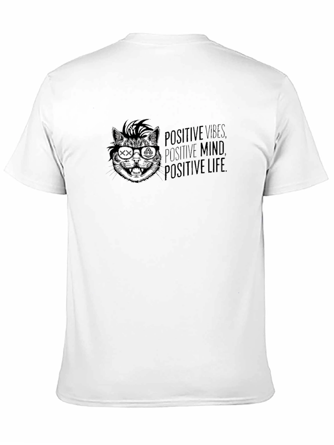 Positive Vibes Cat Graphic Tee - Cool Casual Style