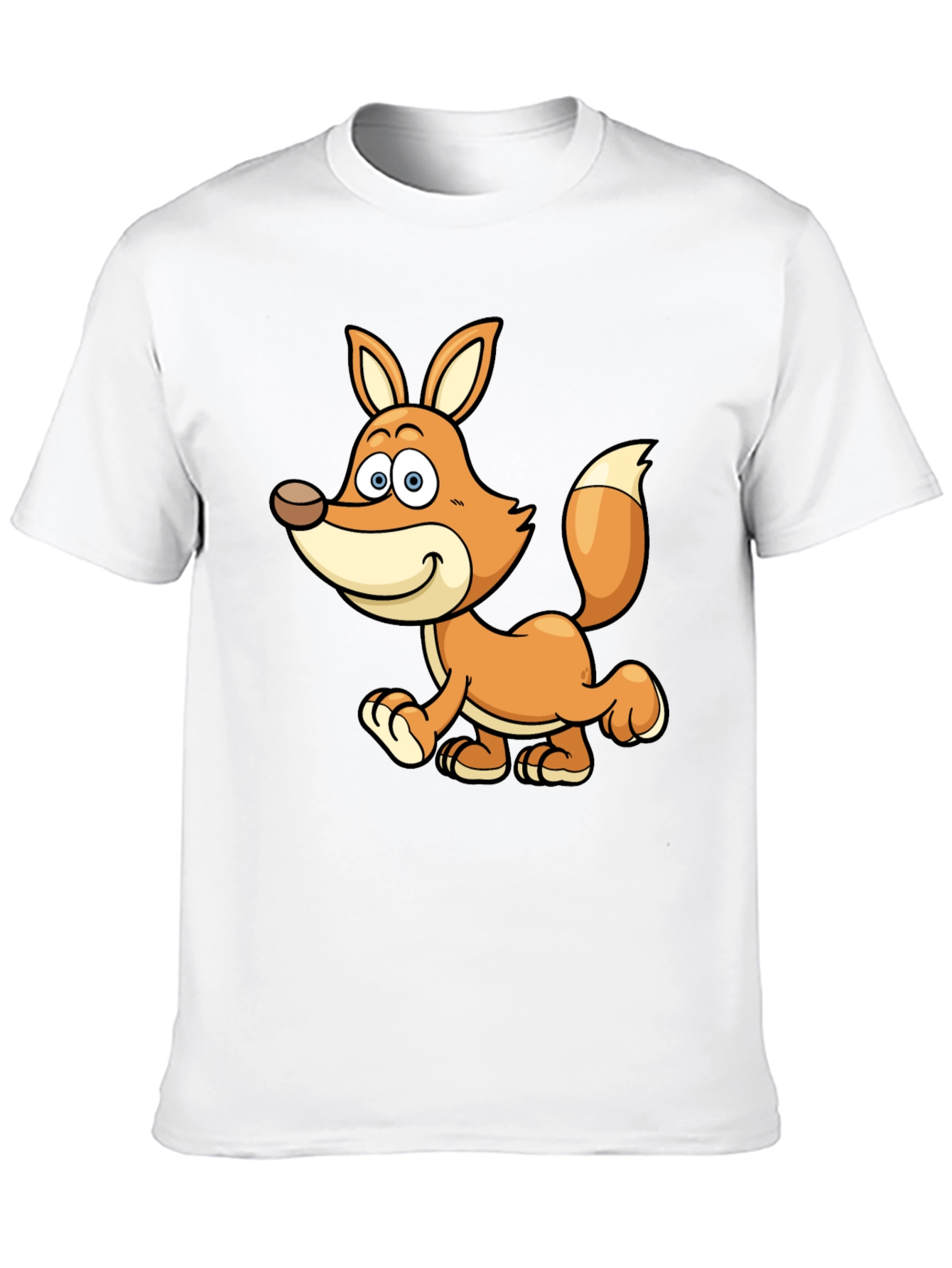 Cute Cartoon Fox Black T-Shirt