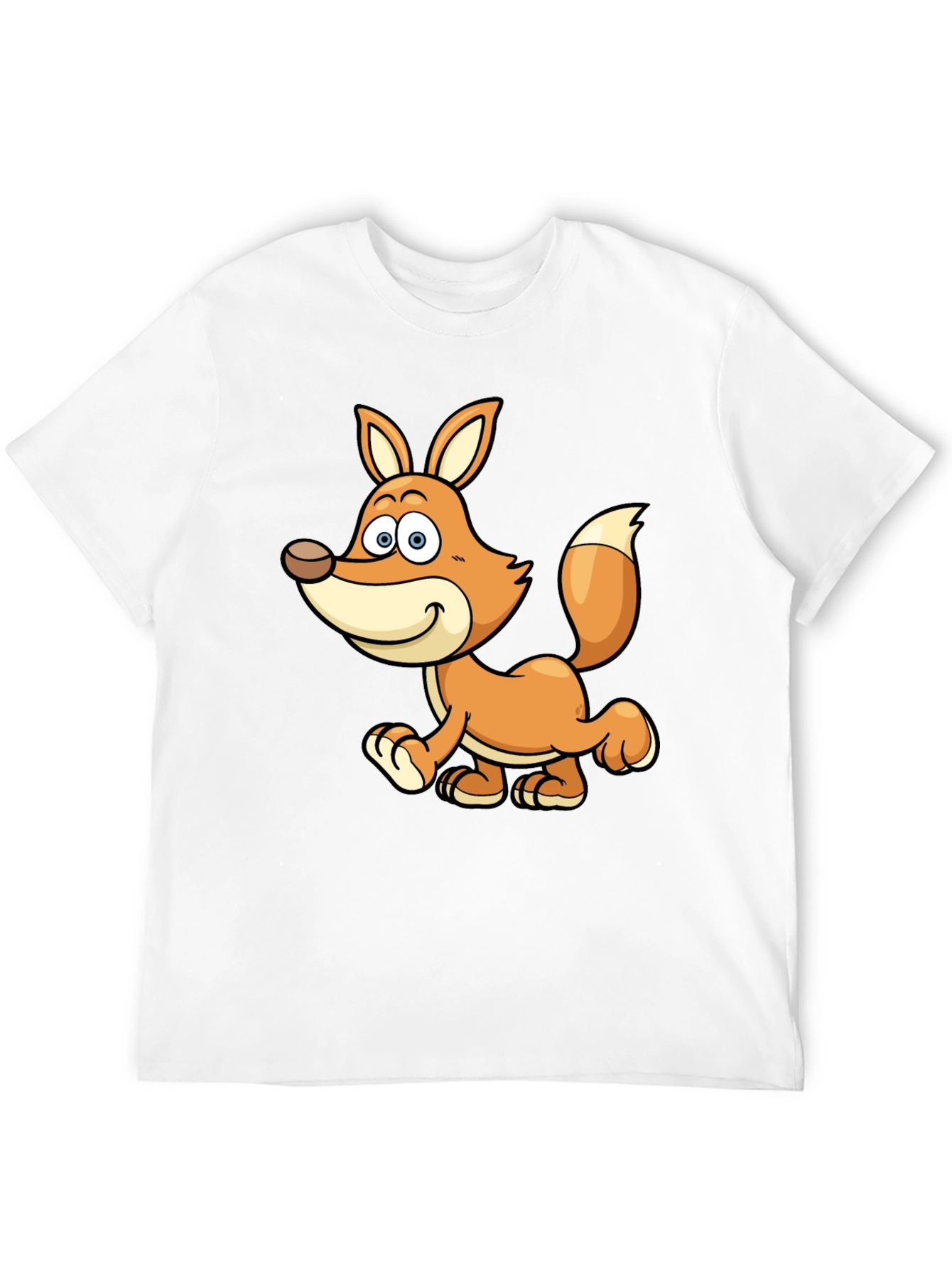 Cute Cartoon Fox Black T-Shirt