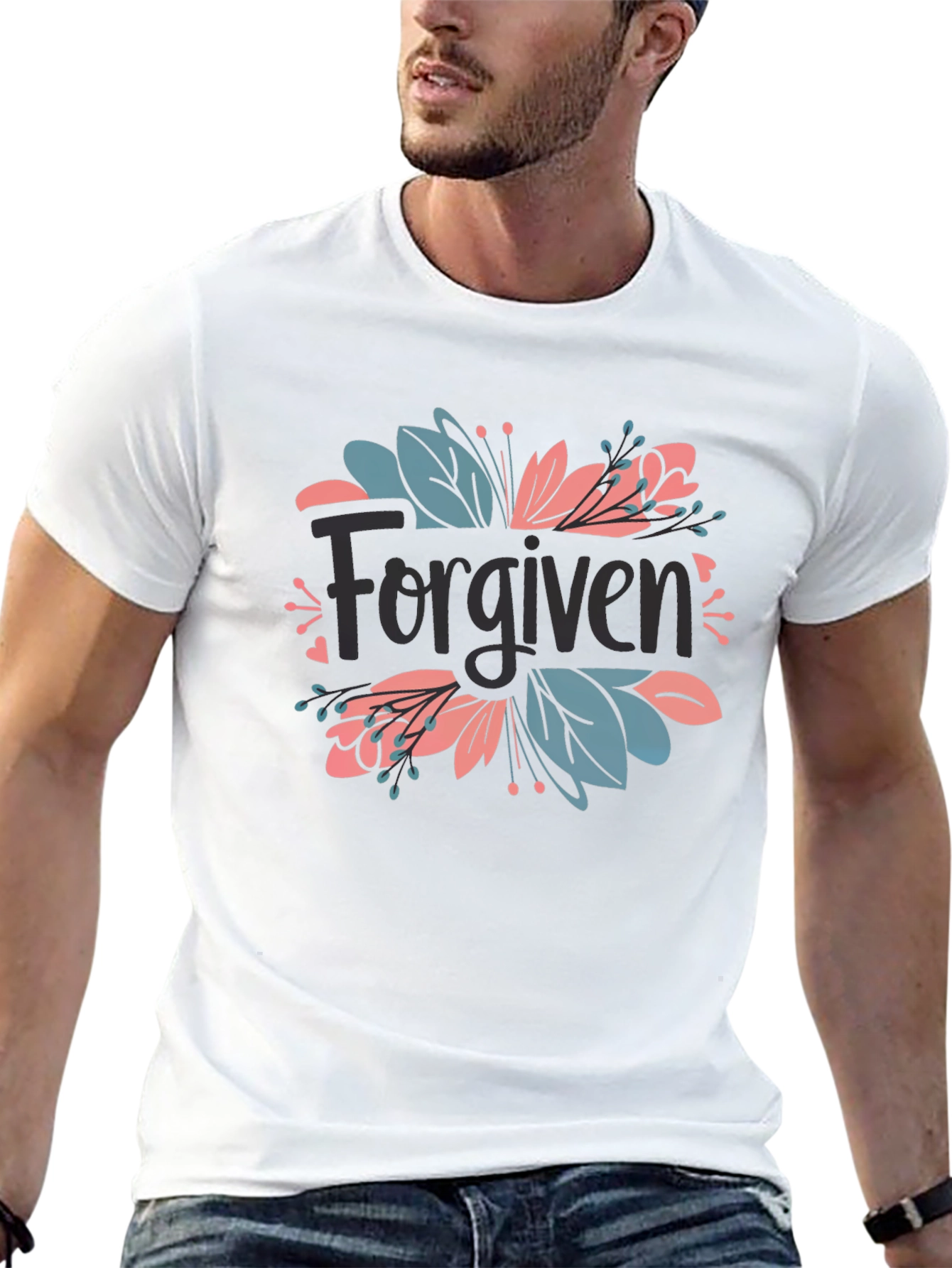 Forgiven Floral Graphic Black T-Shirt