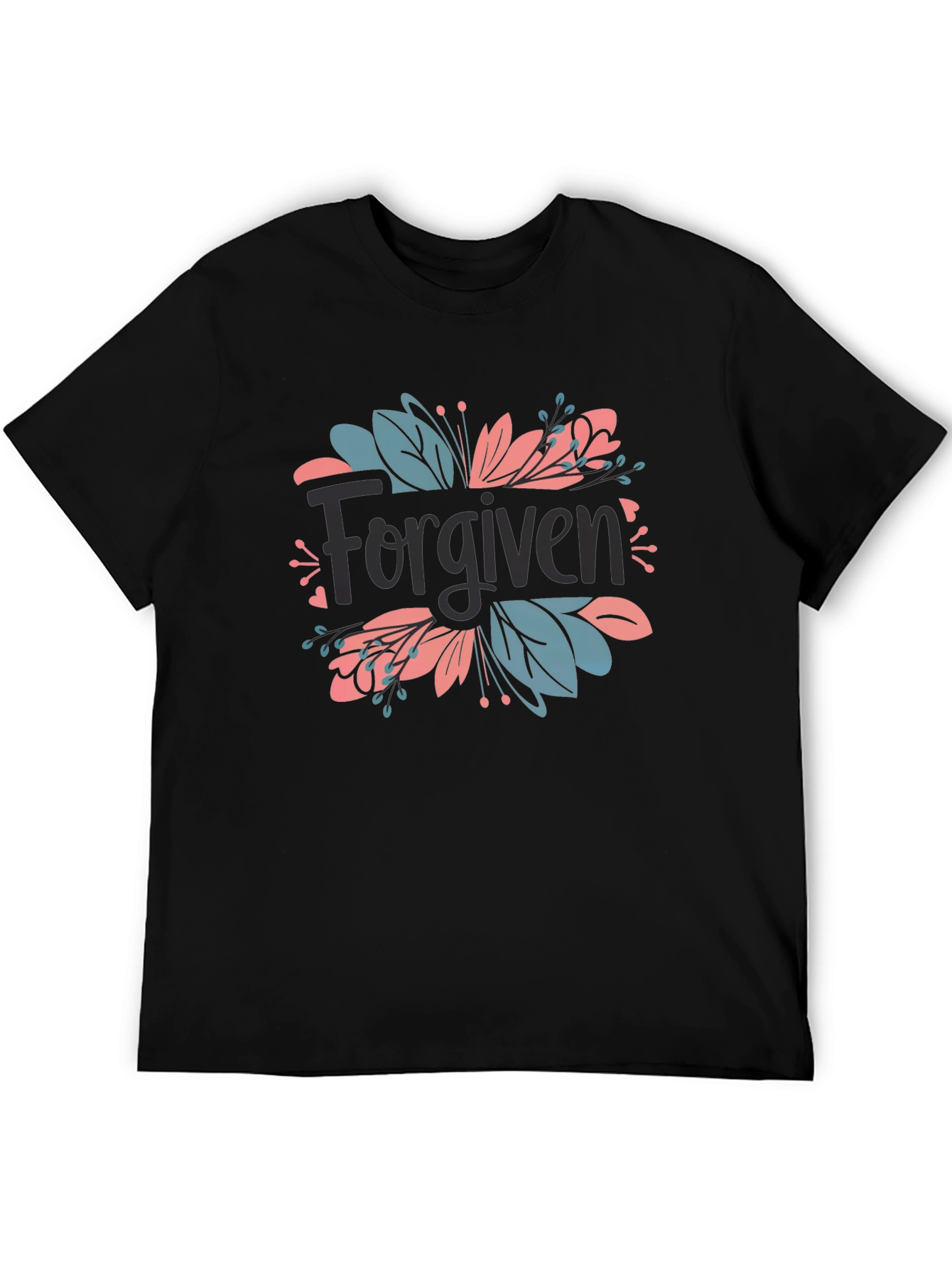 Forgiven Floral Graphic Black T-Shirt