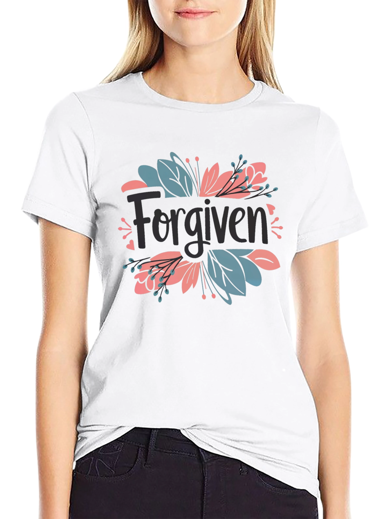 Forgiven Floral Graphic Black T-Shirt