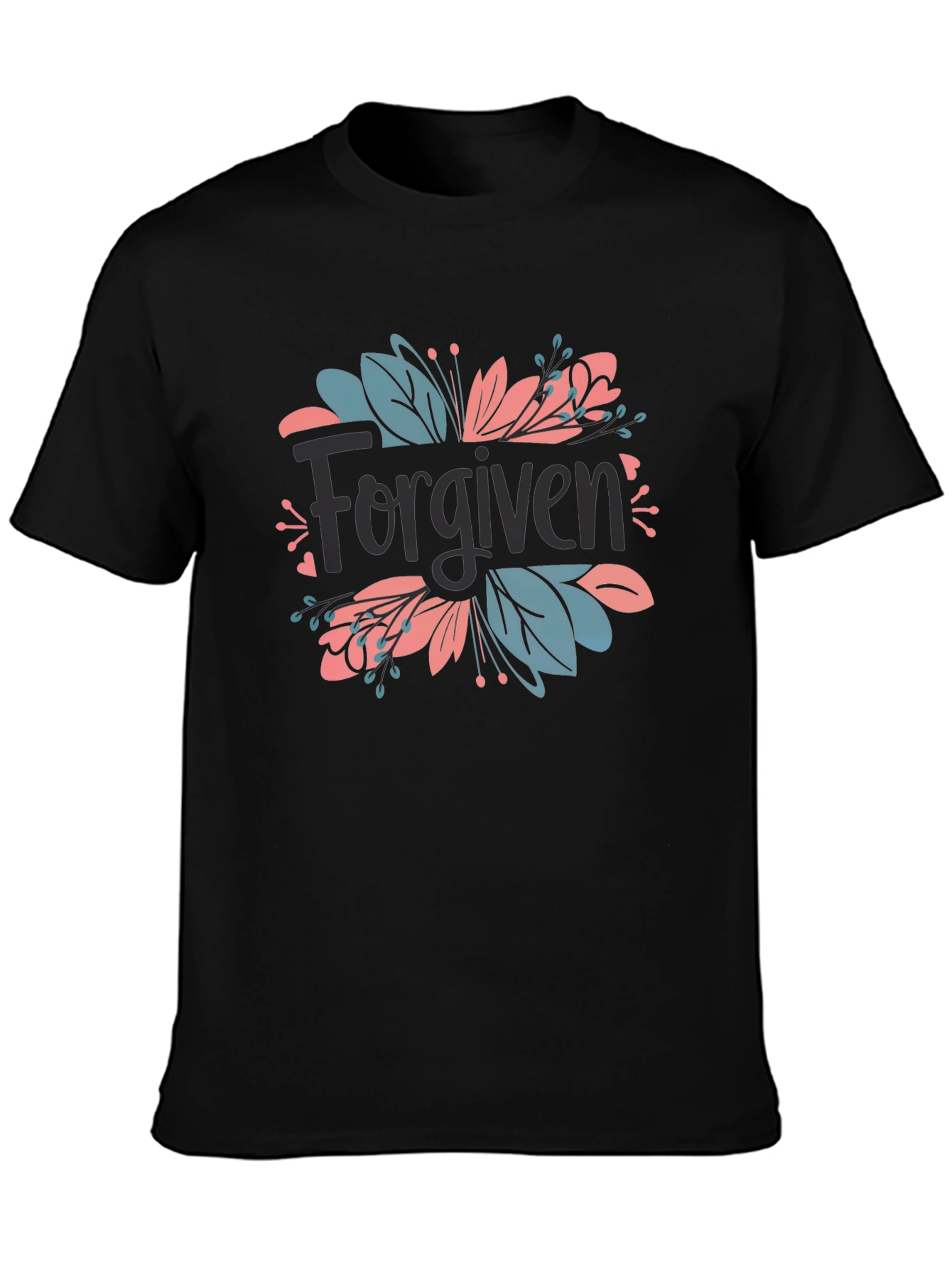 Forgiven Floral Graphic Black T-Shirt