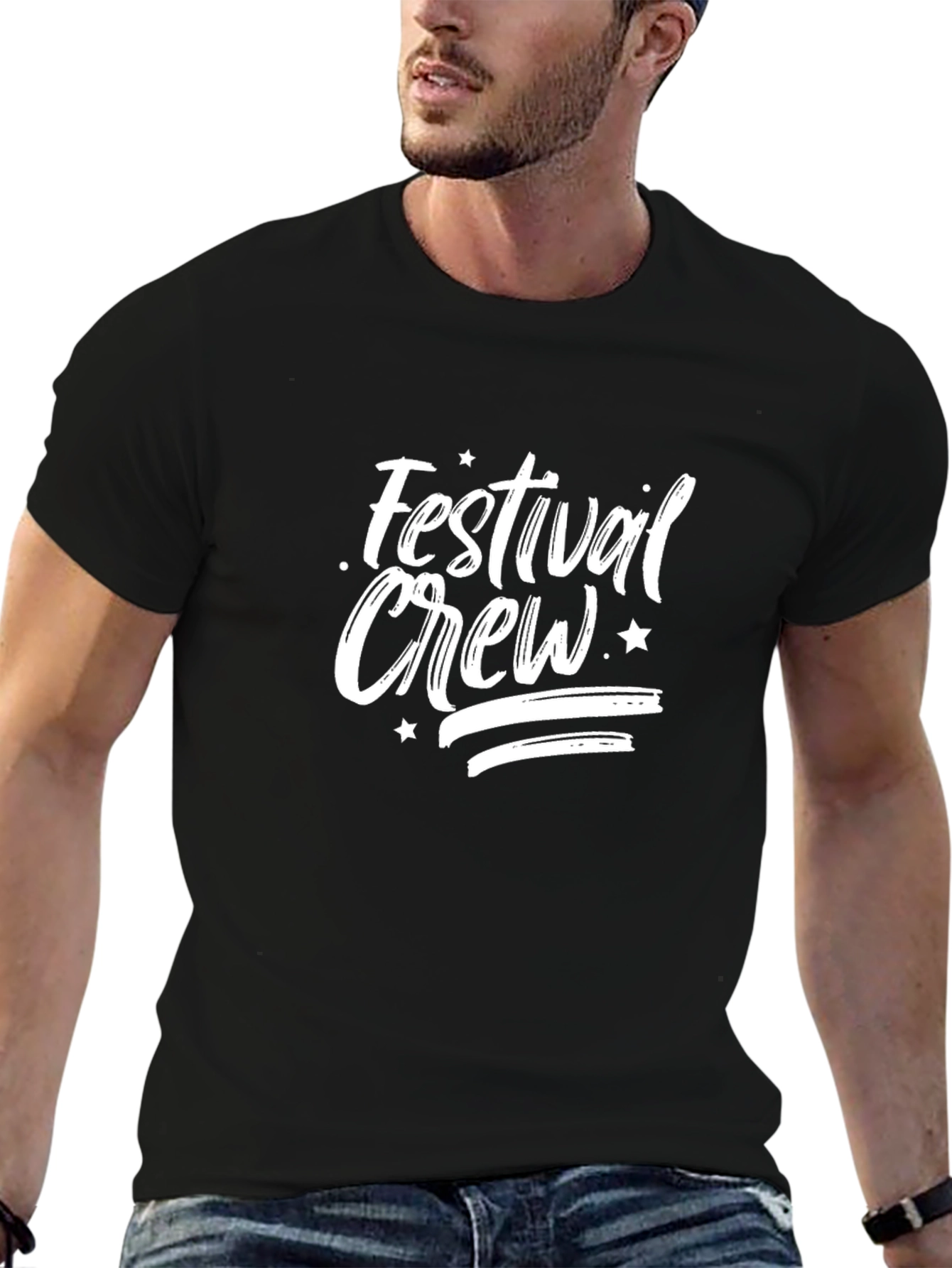Festival Crew Graphic T-Shirt - Black Cotton Tee