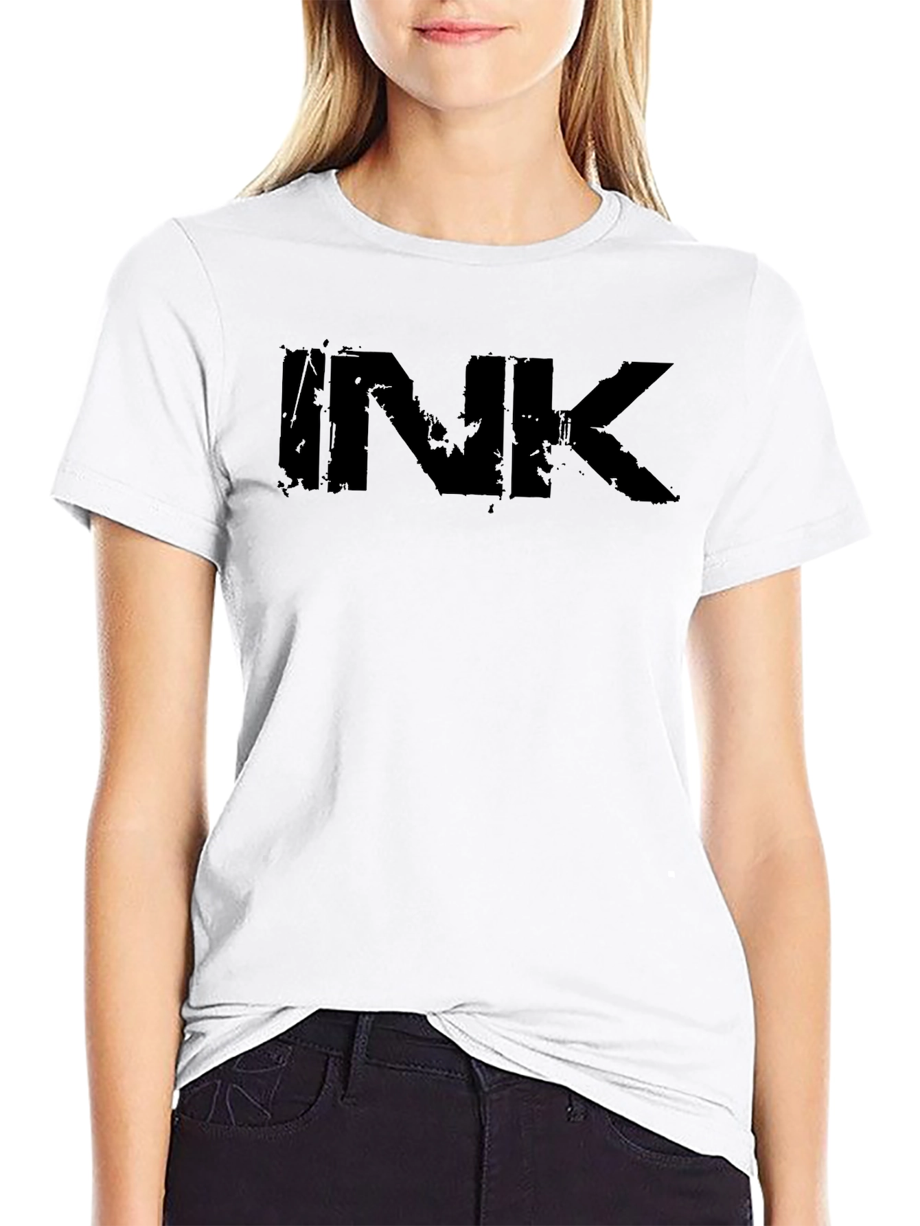 Mens Black Ink Graphic Print T-Shirt