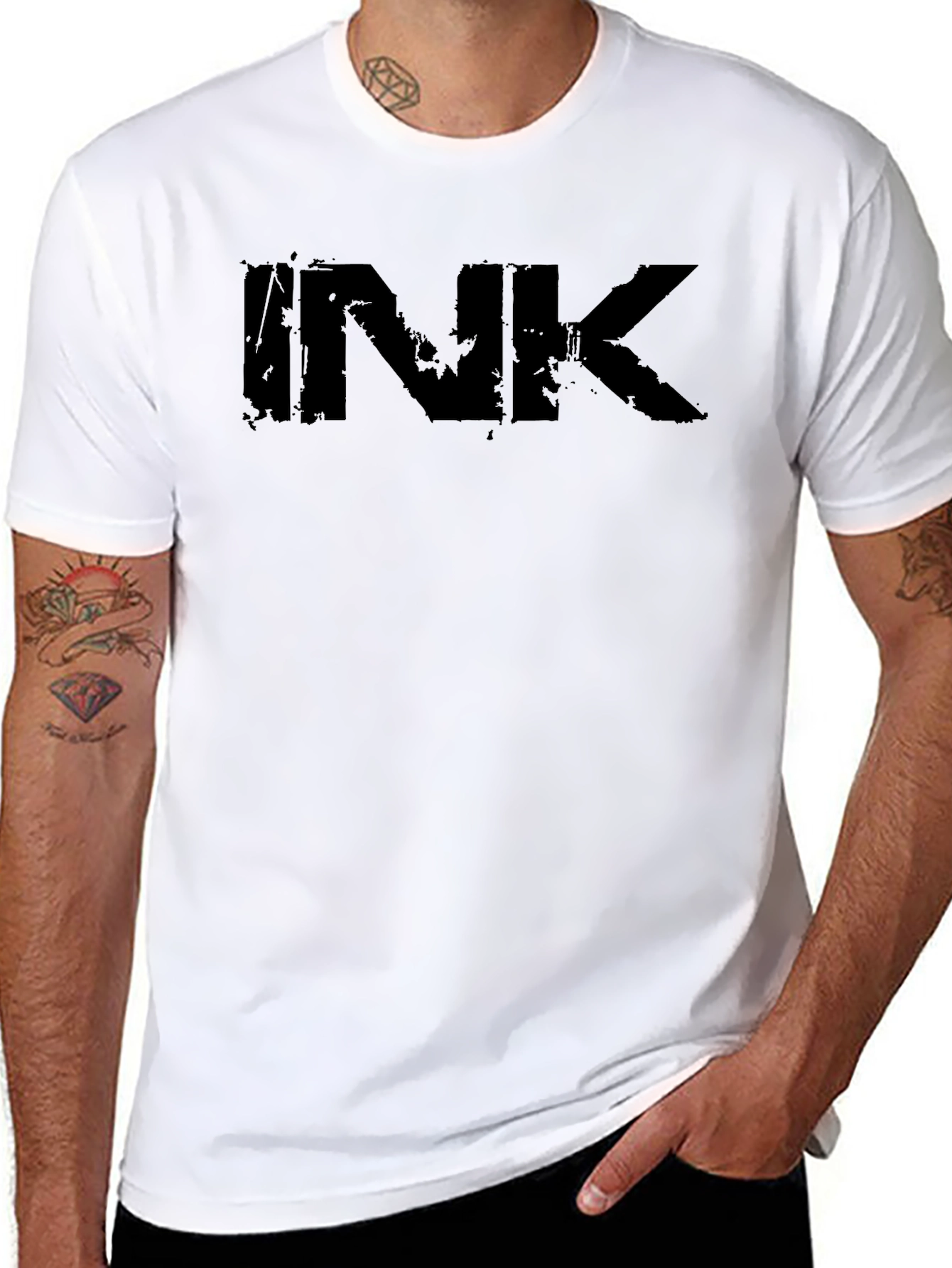 Mens Black Ink Graphic Print T-Shirt