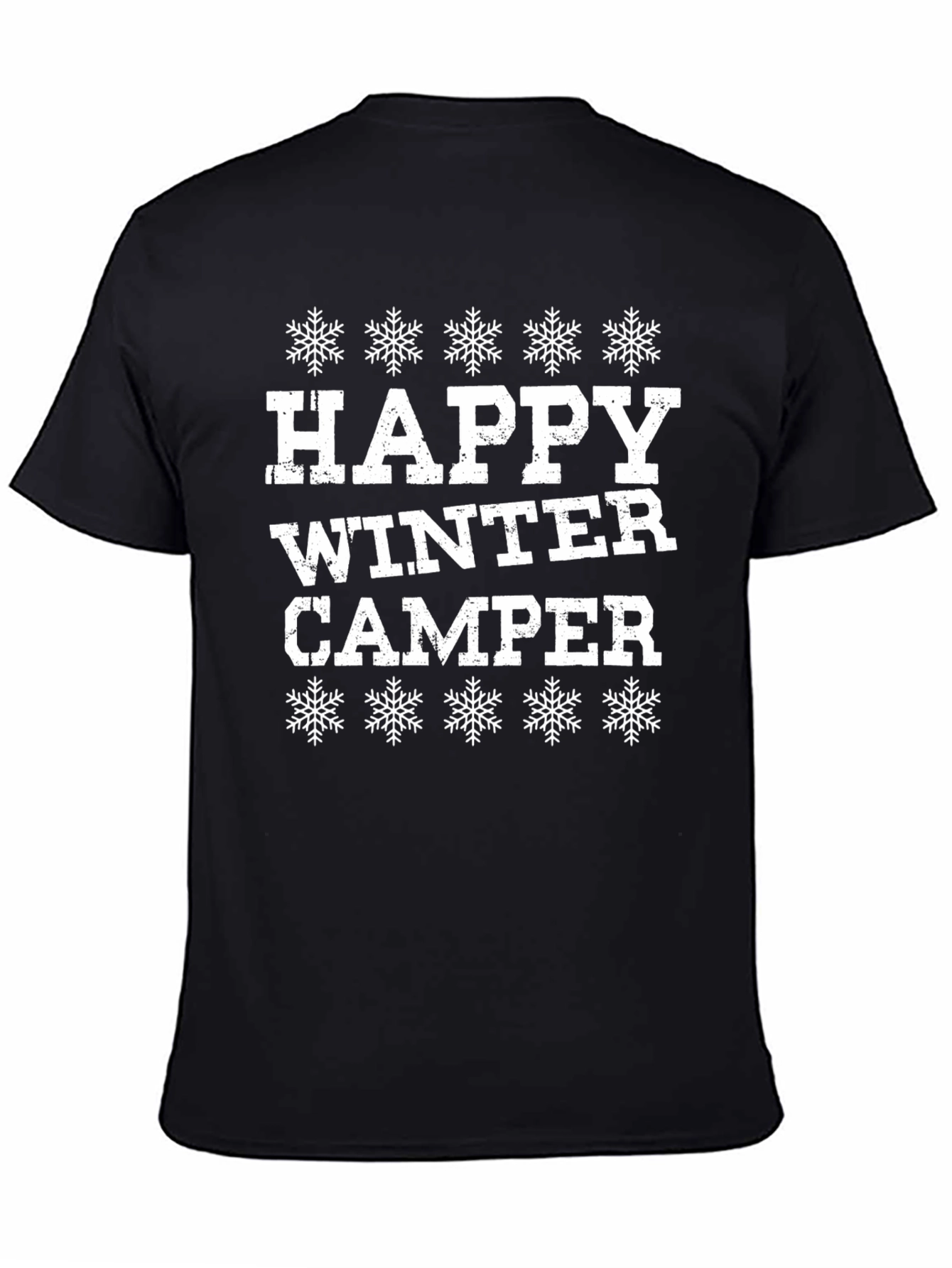 Happy Winter Camper Black Graphic T-Shirt