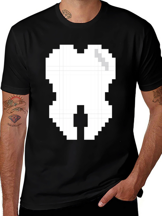 Pixel Tooth Graphic Tee - Black Cotton