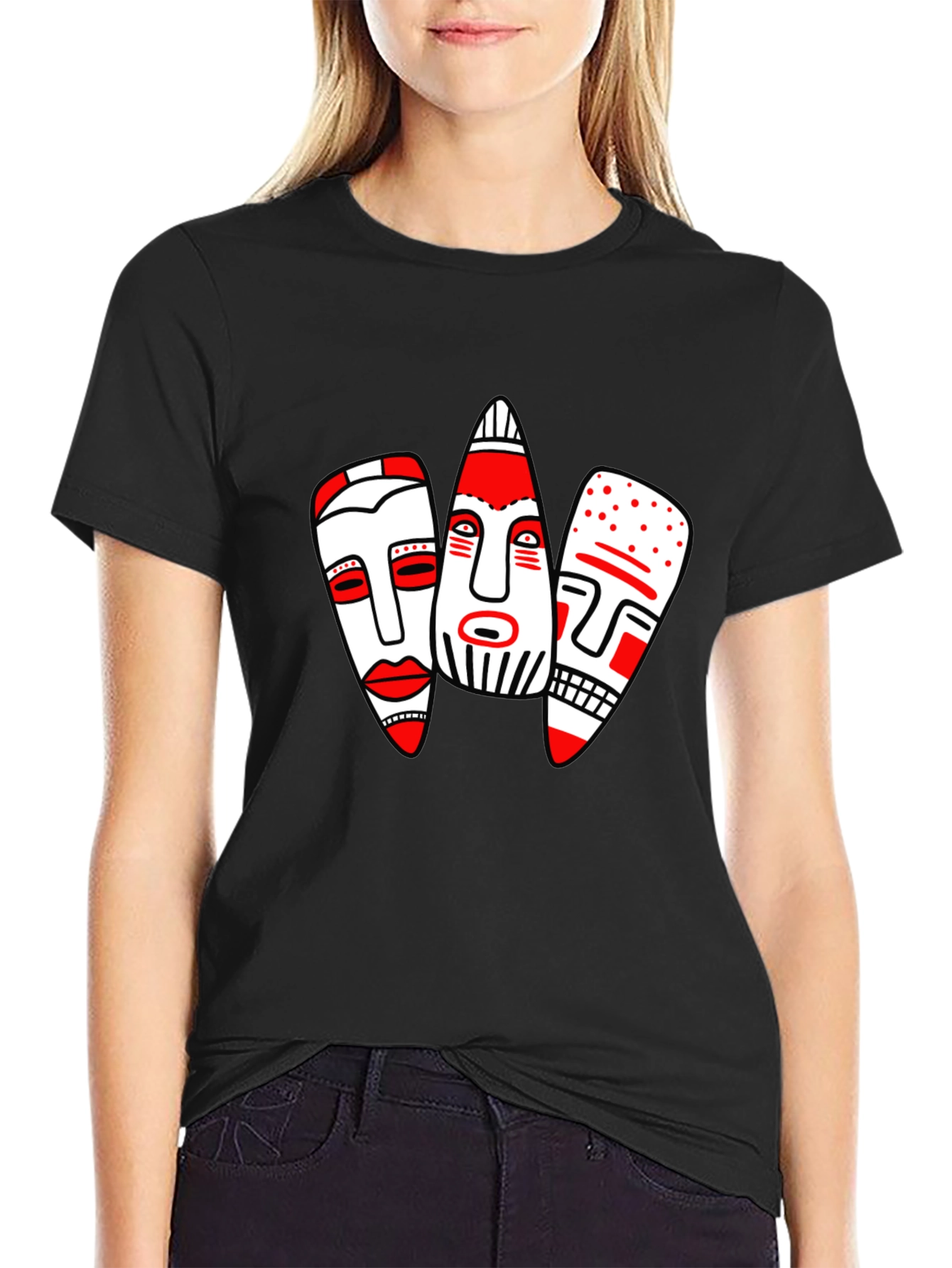 Abstract Mask Graphic T-Shirt