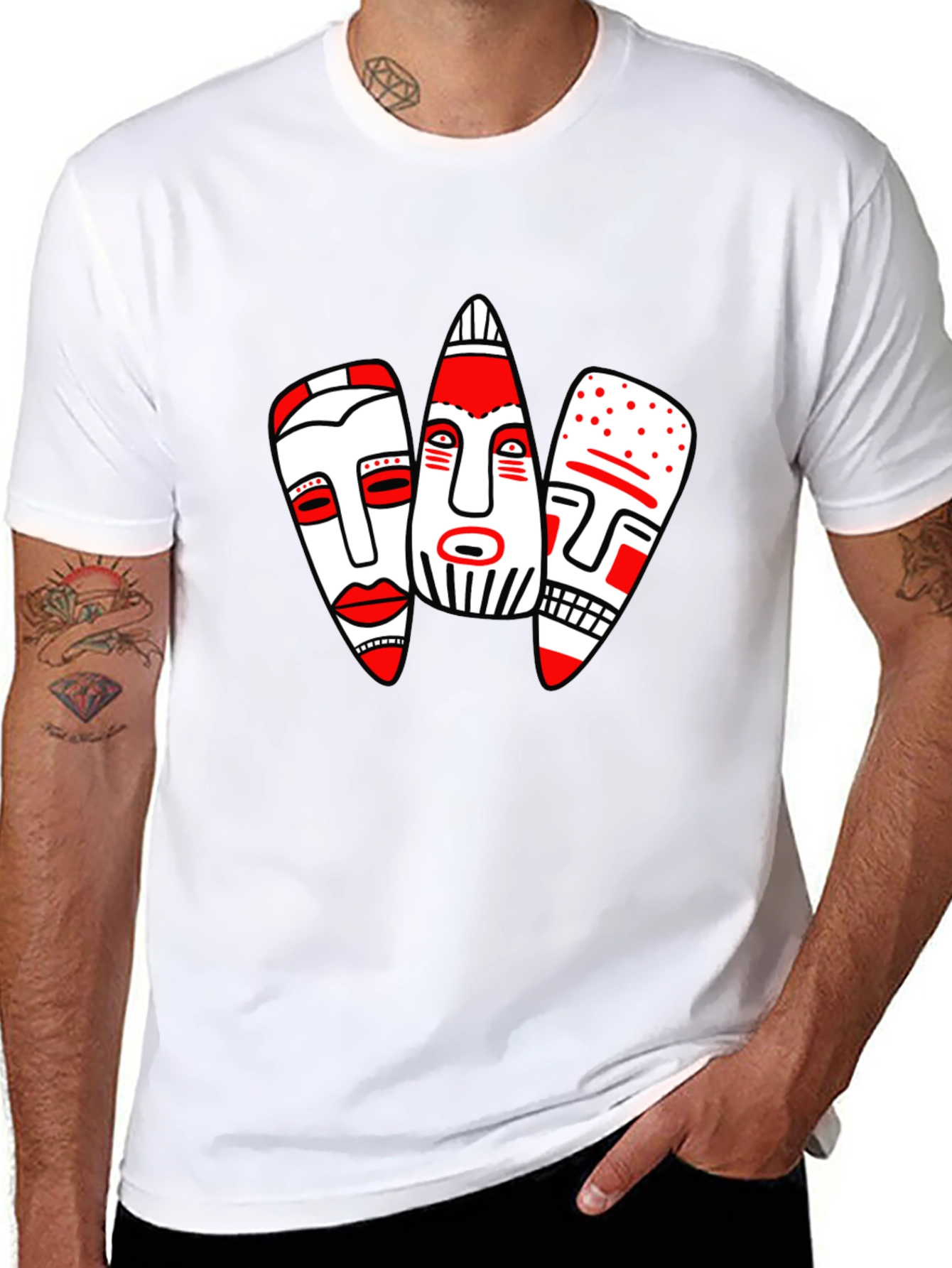 Abstract Mask Graphic T-Shirt