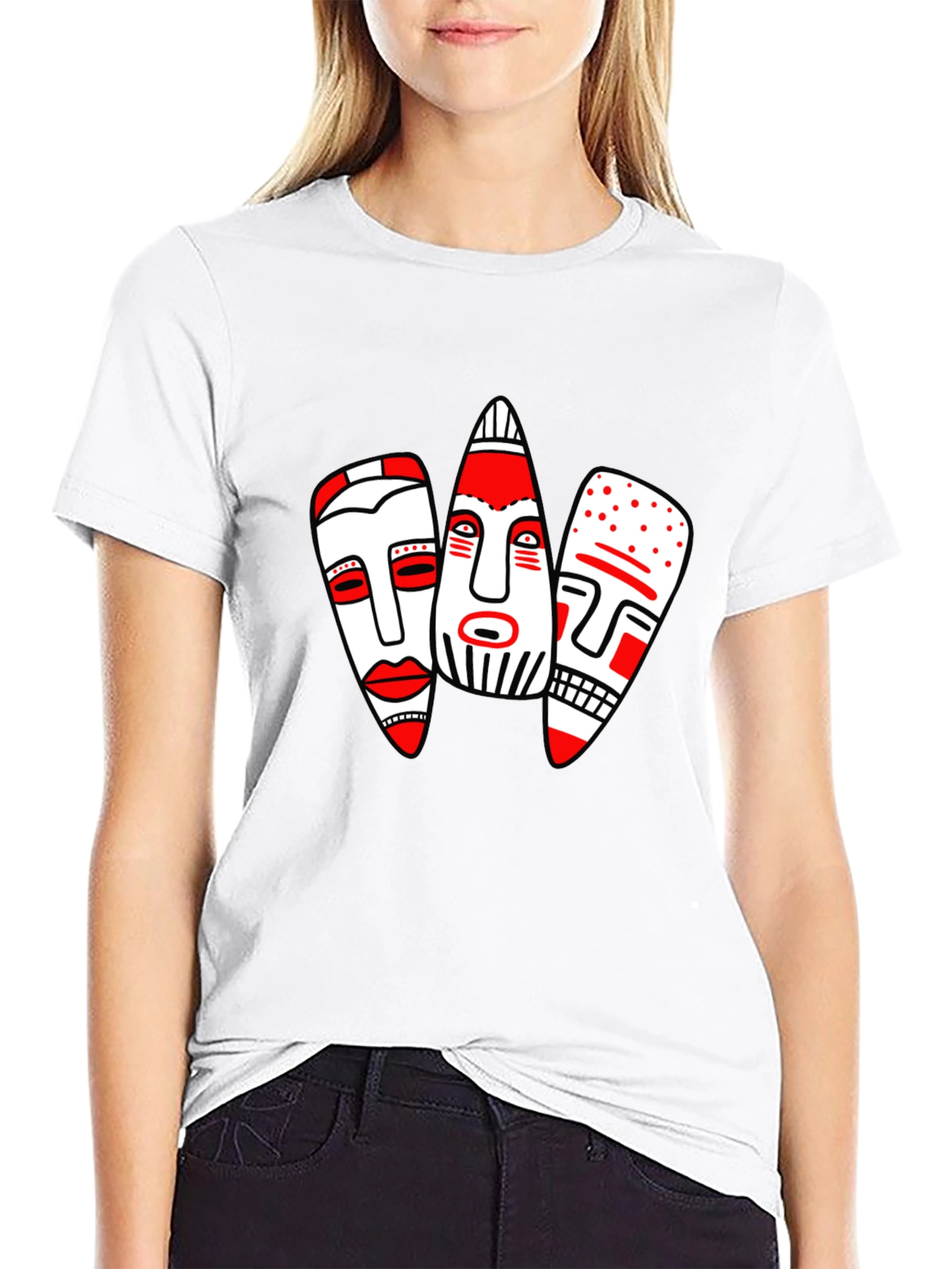 Abstract Mask Graphic T-Shirt